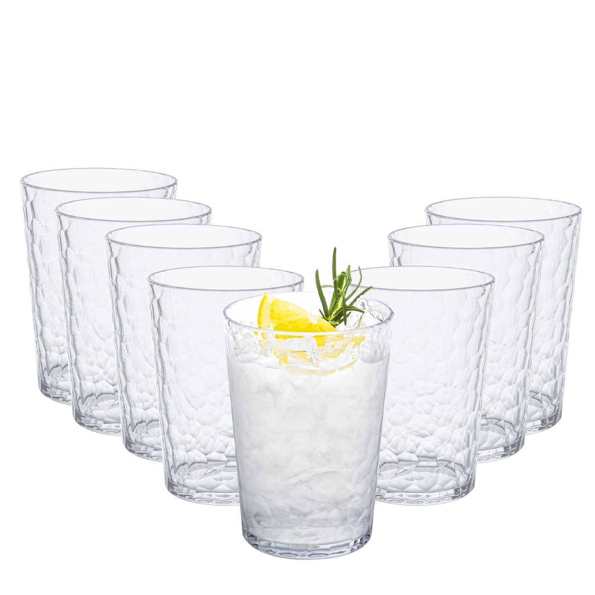 ChillCraft 8-Piece Clear Short Tumbler Set - BPA-Free Plastic Cups for Iced Coffee, Smoothies & Cold Drinks - Perfect for Home, Office & Outdoor Use