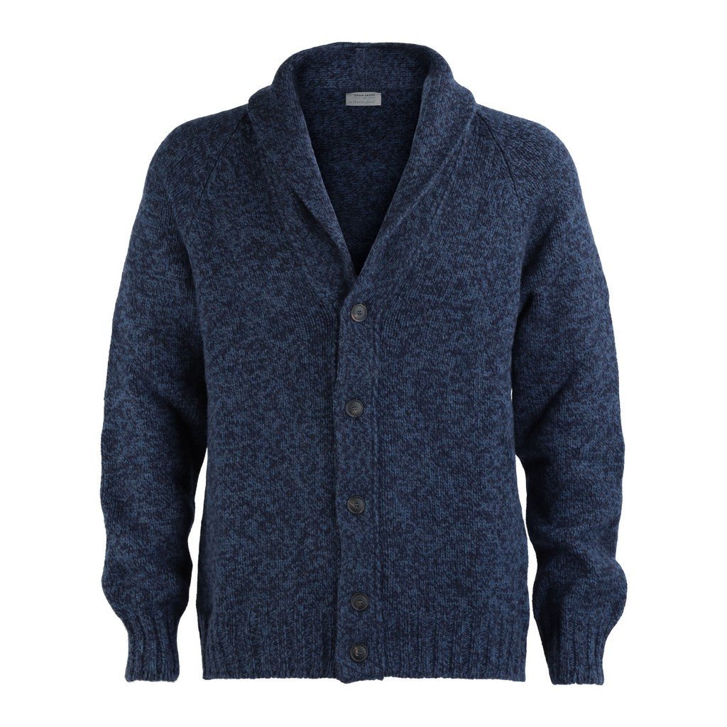 GRAN SASSO Super Geelong Cardigan for Men - Premium Wool Navy Blue Sweater | Cozy Winter Knitwear for Office, Travel & Casual Outfits