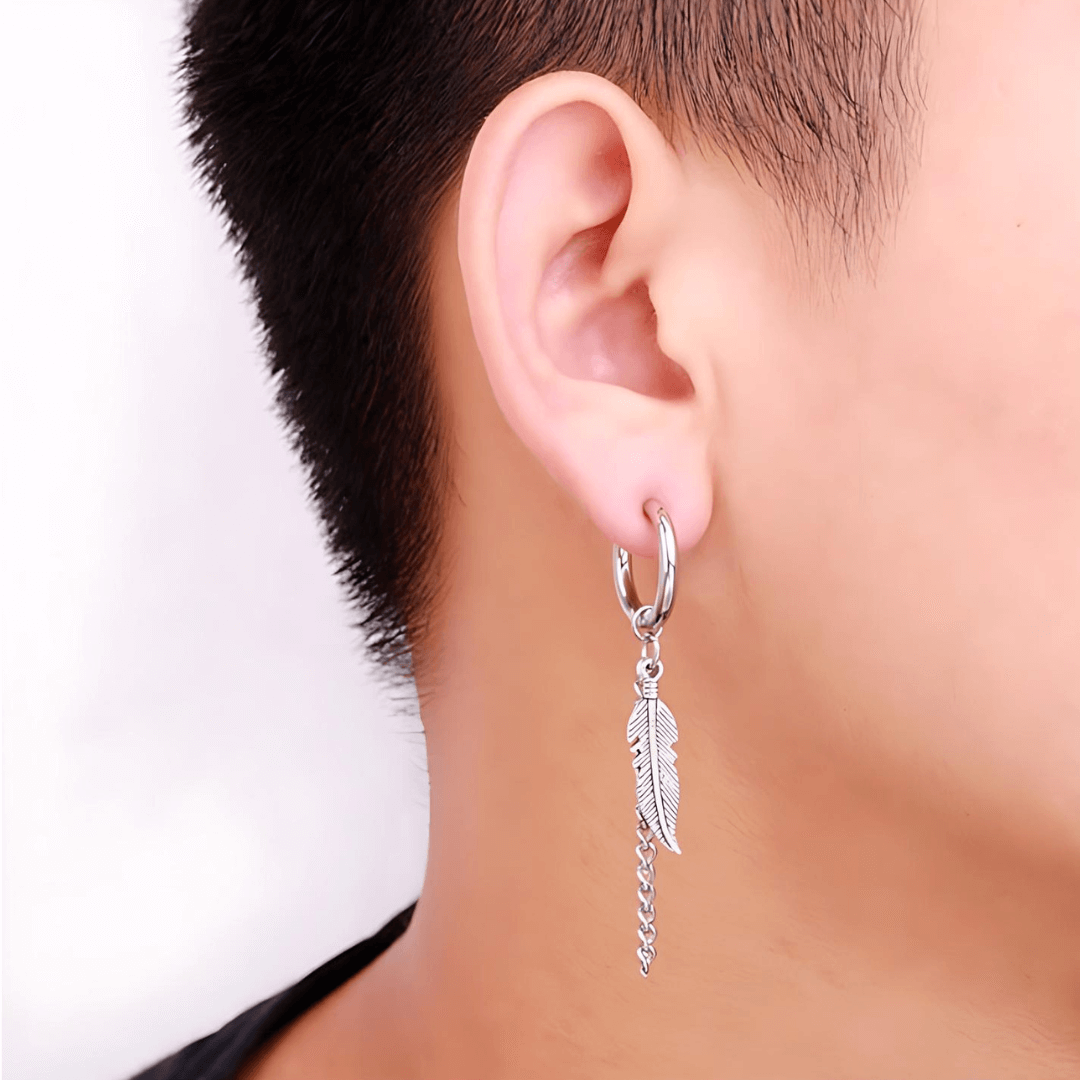 20G Cross Feather Dangle Hoop Earrings for Women | Trendy Gothic Jewelry for Parties, Concerts & Everyday Wear | HSEC1806