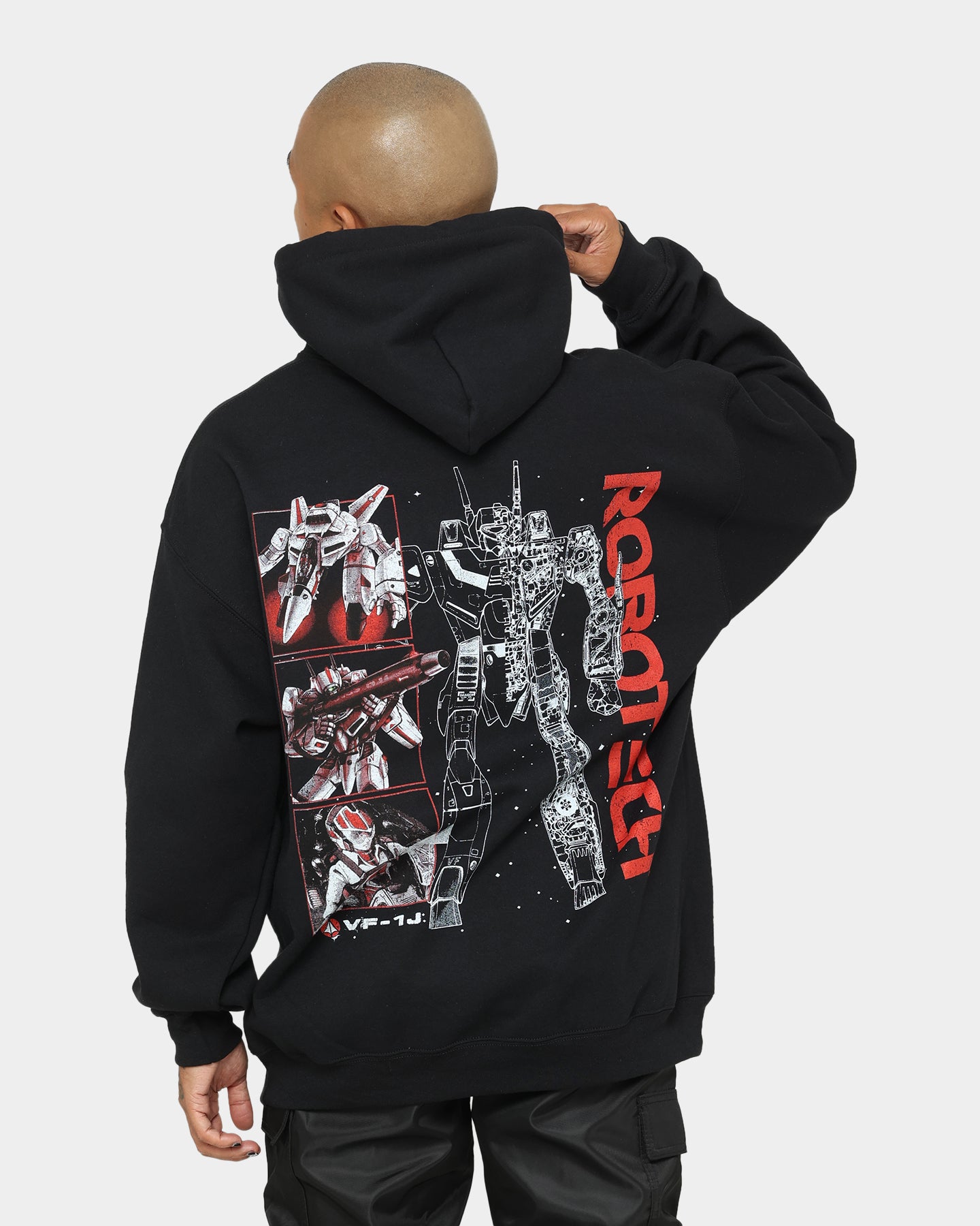 American Thrift X Robotech VF1J Black Hoodie - Stylish Anime-Inspired Streetwear for Fans & Collectors | Perfect for Cosplay, Conventions & Casual Wear
