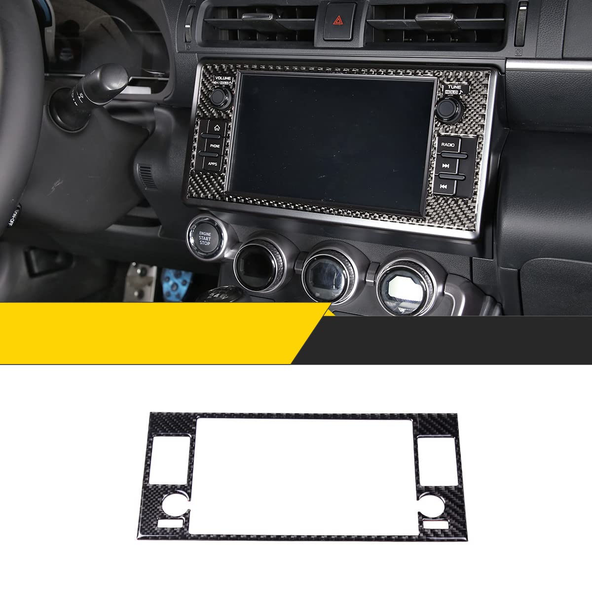 **2022 Subaru BRZ Real Carbon Fiber Soft Trim Accessories - GPS Navigation Screen Decorative Frame Panel Sticker (Carbon Fiber Black) | Interior Upgrade & Stylish Dash Protection**    *(Use Case: Enhance your Subaru BRZ's interior with this premium carbon fiber frame sticker, protecting your navigation screen while adding a sleek, sporty look.)*