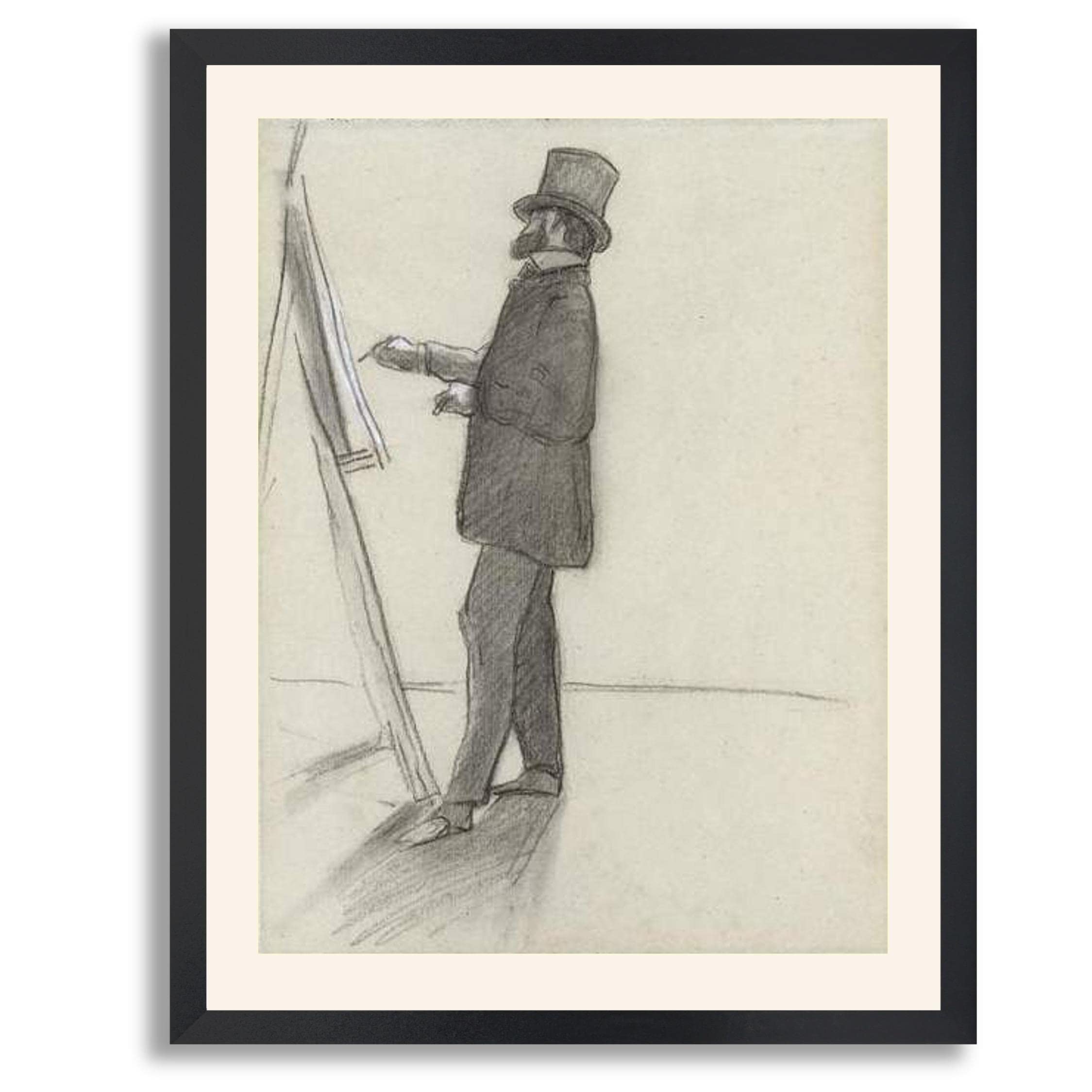 Frederic Bazille's Manet & His Easel Framed Art Print - Premium Canvas Painting Reproduction in Wood Frame - Home & Office Wall Decor for Living Room, Bedroom, or Study - Perfect Gift for Art Lovers