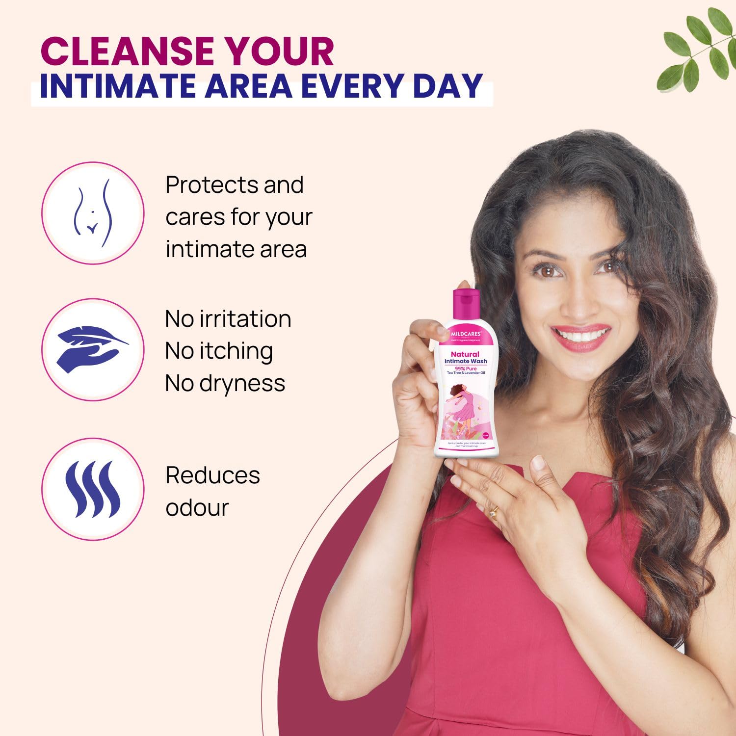 GynoCup Natural Intimate Wash for Women - pH Balanced Feminine Hygiene with Tea Tree & Lavender Oil - Gentle Cleansing & Odor Control - Pack of 2 (100ML Each) - Perfect for Daily Use, Post-Workout & Travel