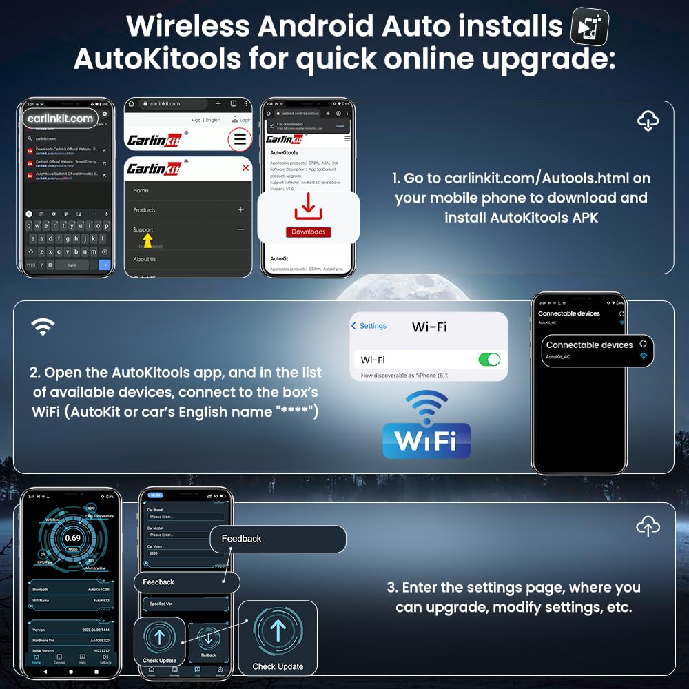 CarlinKit 5.0 Wireless CarPlay & Android Auto Adapter - Convert Wired to Wireless, Plug & Play, Auto Connect, No Delay, Online Update - Perfect for Tesla, BMW, Toyota, Honda & More (Model CPC200-2air)