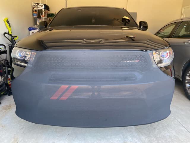 NoviStretch Front Bra High-Tech Stretch Mask for Dodge Durango (2019-2025) - Black | Durable Car Front End Cover for Road Trips & Dust Protection
