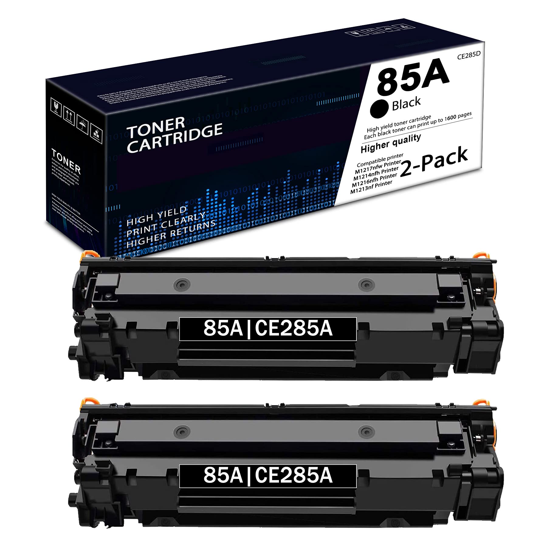 85A Toner Cartridge (2 Pack, Black) - Compatible with HP Pro M1213nf, M1217nfw, M1212nf, M1219nf, M1216nfh, M1132, M1214nfh, P1102w, P1005, P1109w, P1102 Printers - High-Quality Replacement for Home & Office Printing Needs
