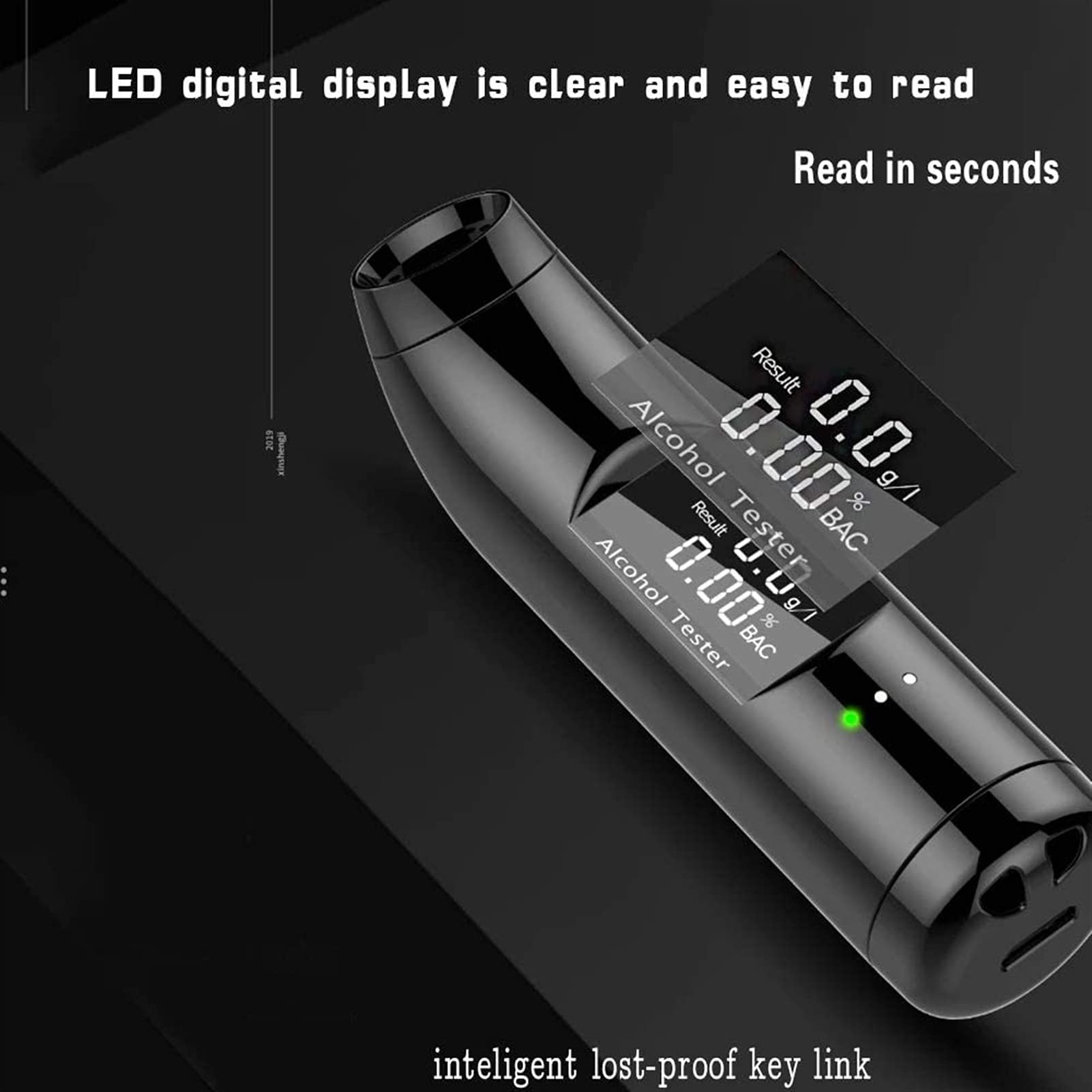 High Precision Alcohol Breathalyzer with Electrochemical Sensor & Digital LCD Display - Portable Home & Car Use for Personal Safety & Workplace Testing