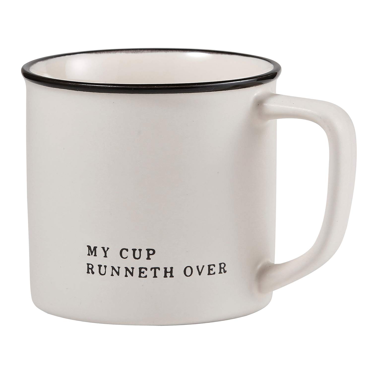 Santa Barbara Design Studio Black and White Face-to-Face Stoneware Coffee Mug - 16oz Ceramic Cup with Inspirational 'My Cups Runneth Over' Design - Perfect for Home, Office & Gift Giving