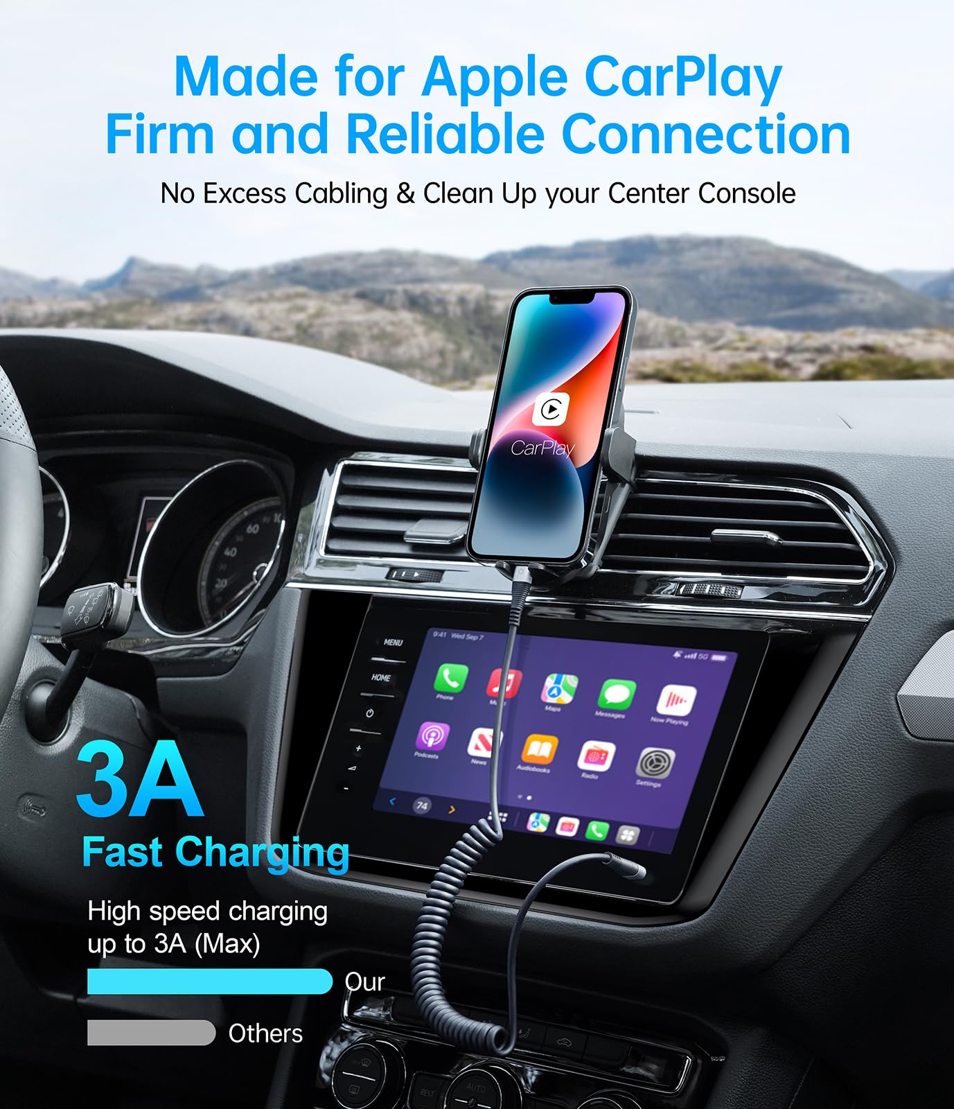 Apple MFi Certified USB Type C to Lightning Cable 3FT 2Pack - Fast Charging Coiled iPhone Charger for Car, Compatible with iPhone 14/13/12/11 Pro Max/XS MAX/8/Plus & iPad - Perfect for CarPlay, Home, Office & Travel Charging
