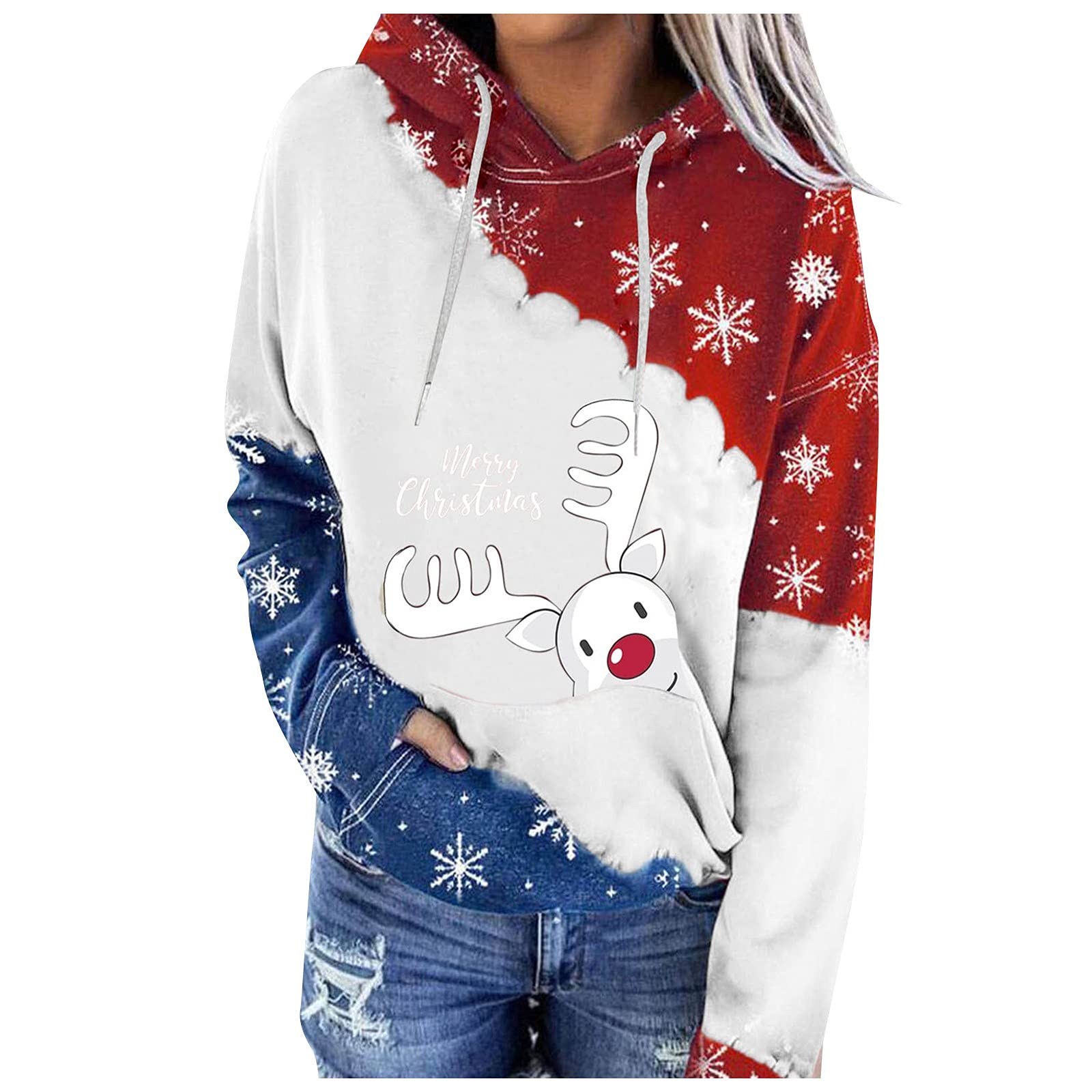 Black & Beige Long Sleeve Hoodie for Women - Crewneck Sweatshirt & Petite Sweater - Casual Fall Winter Wear for Outdoor Activities & Lounge