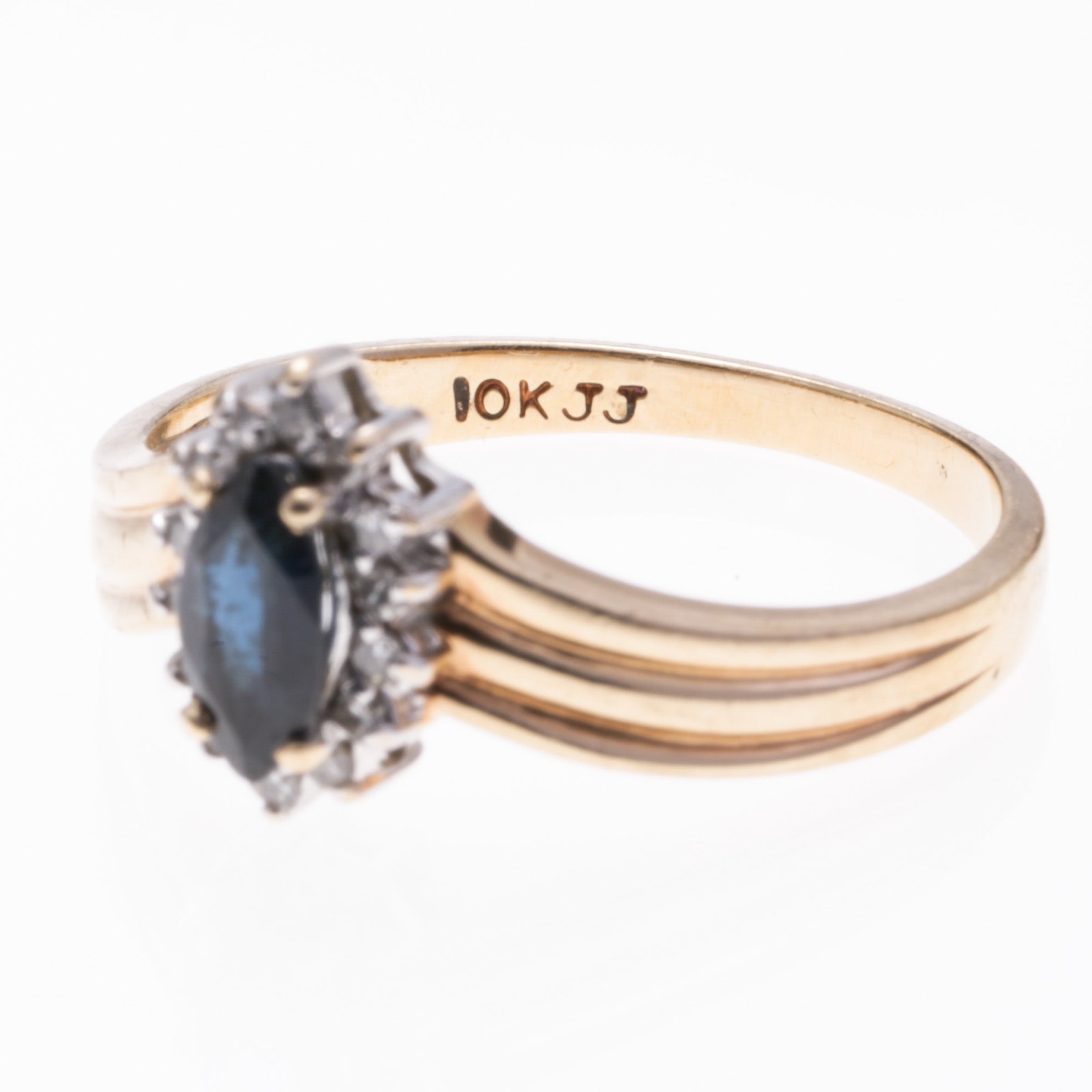10K Yellow Gold Sapphire and Diamond Ring - 0.35ct Natural Sapphire & 0.125ctw Diamond Engagement Ring - Size 6.5 - Perfect for Anniversary, Proposal and Wedding Jewelry Gift