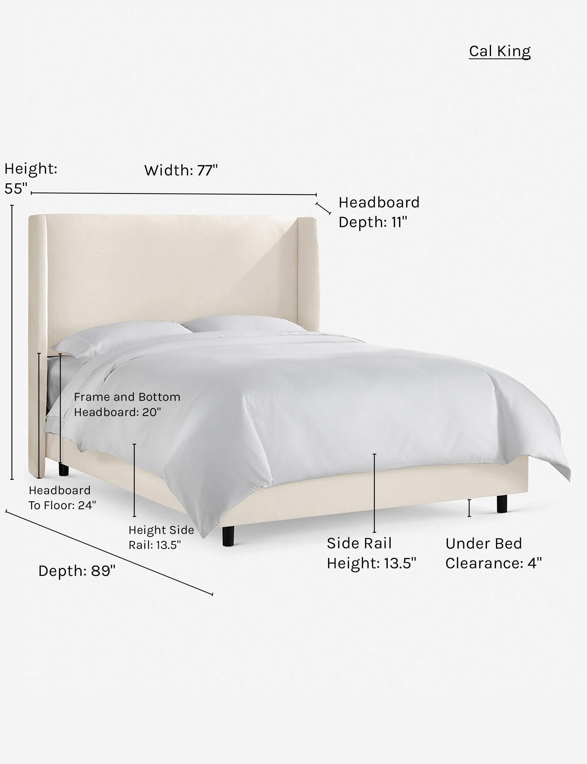 Adara Queen Size Bed Frame with Upholstered Headboard - Modern Platform Bed for Bedroom, Living Room & Guest Room