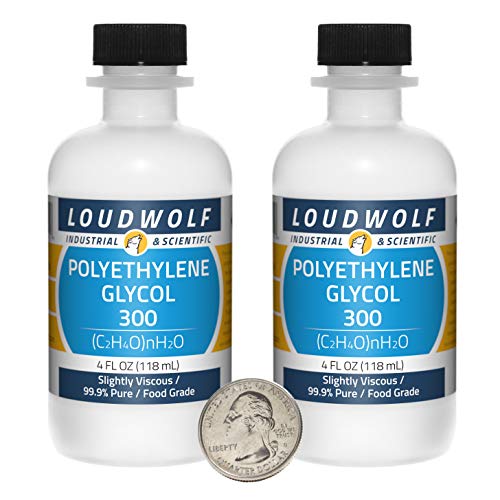 Polyethylene Glycol 300 (PEG 300) - 8oz (2 Bottles) | 99.9% Pure Food Grade | Slightly Viscous Liquid | Made in USA | for Pharmaceutical, Cosmetic & Industrial Applications