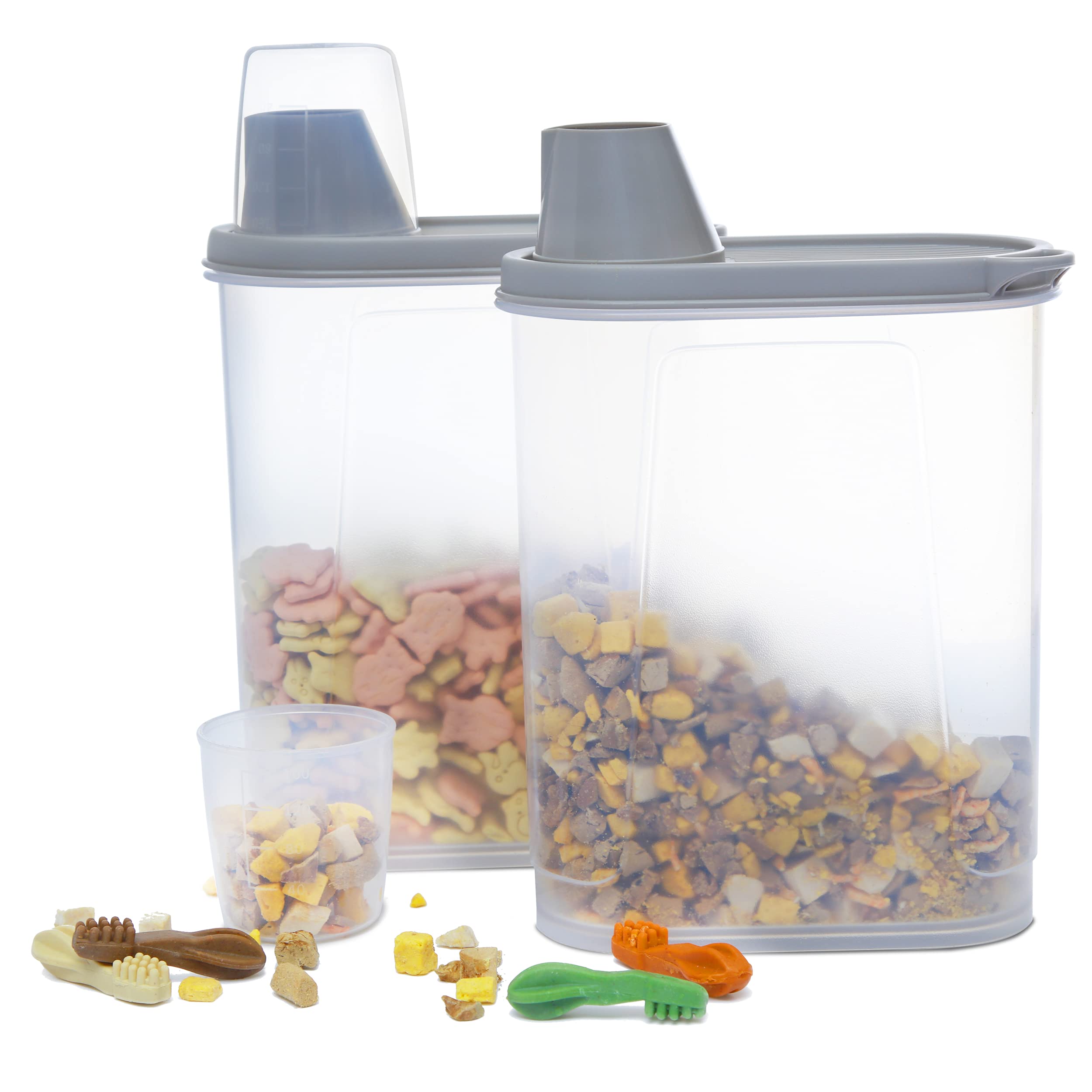 2.5 LB Cat Food Storage Containers with Lid & Measuring Cup - Airtight Pet Food Dispenser for Dogs, Cats & Birds - Perfect for Kitchen, Pantry & Travel Use