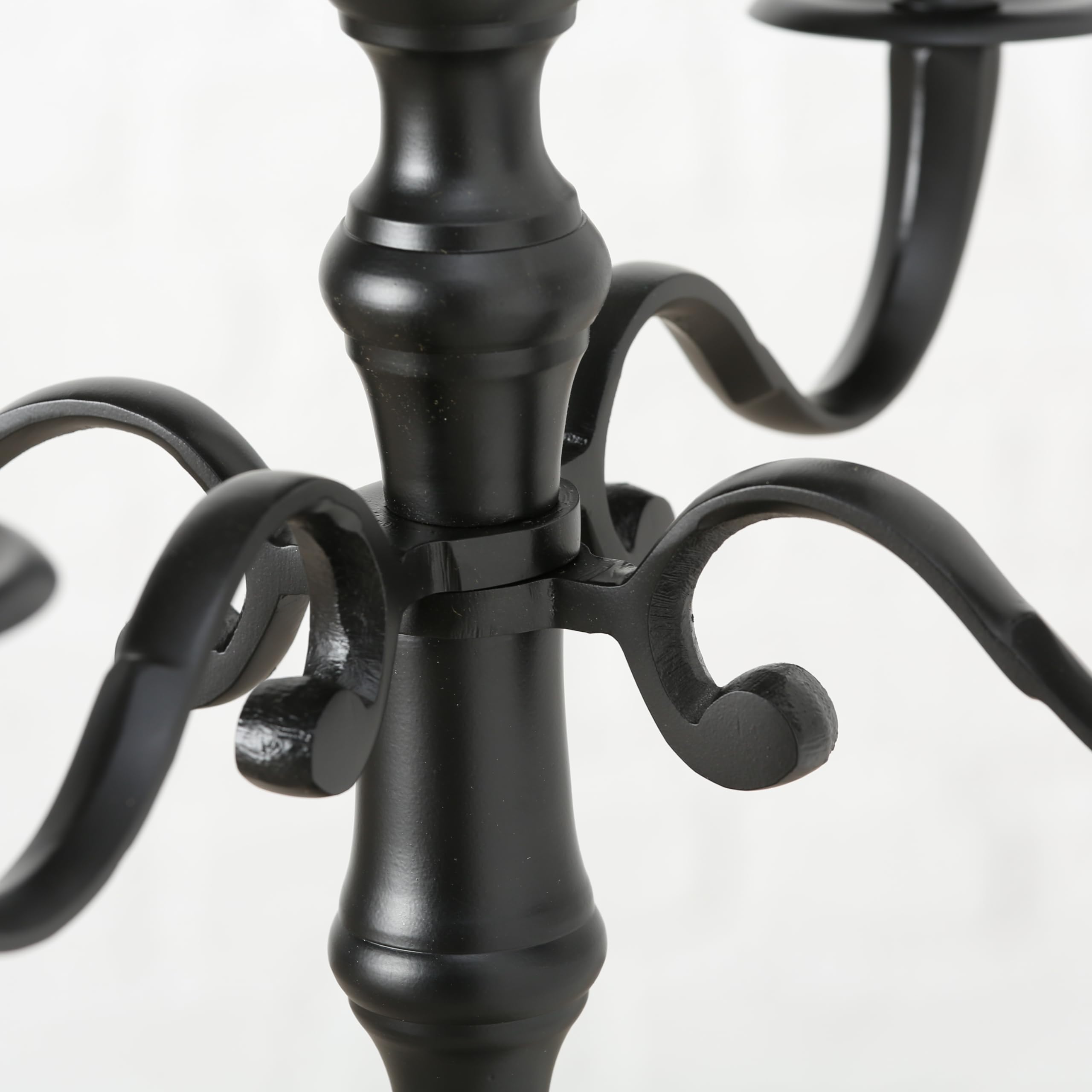Handcrafted Rustic Black Cast Aluminum Nickel Candelabra - 41.25 Inch Tall Centerpiece for Dining Table, Wedding Decor & Farmhouse Style Home | Hamptons Five Candle Holder