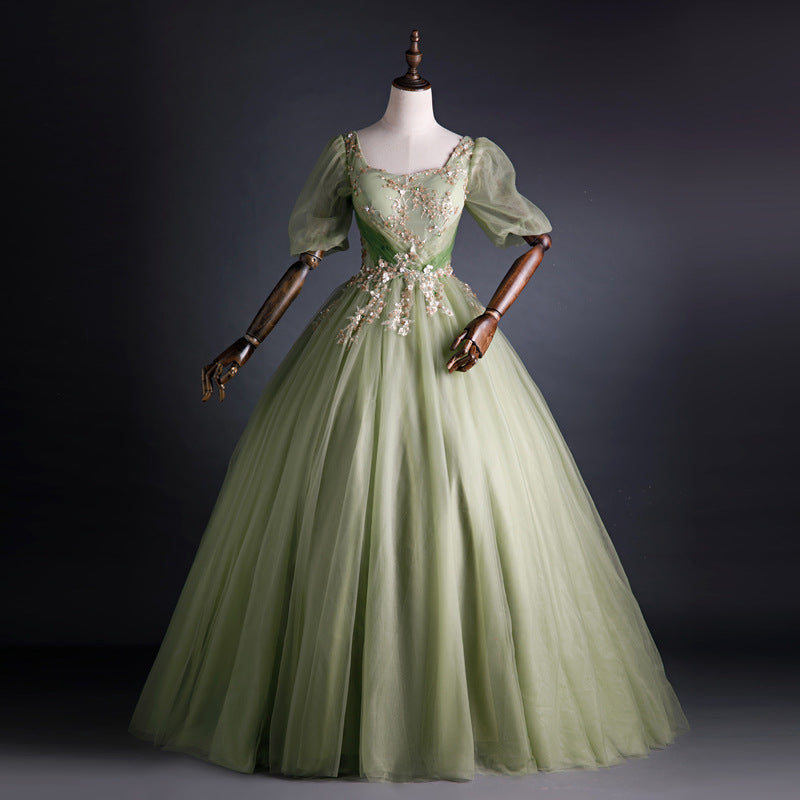 Elegant A-Line Green Applique Prom Dress with Sweet Tulle Skirt - Perfect for Birthday Parties, Homecoming, and Formal Events
