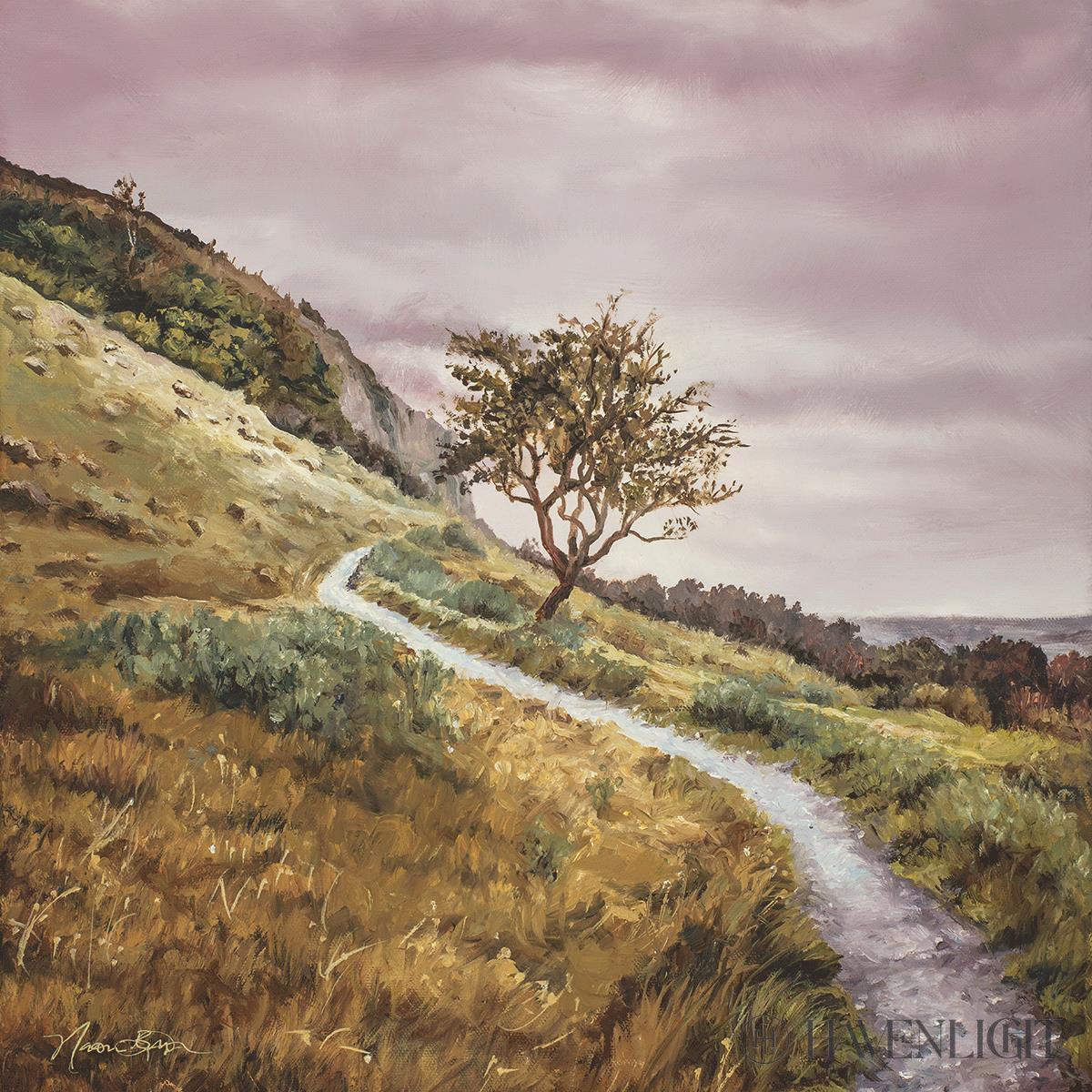 Broken Path Mountain Top Wall Art - Handmade Boho Decor for Living Room, Bedroom & Office - Inspirational Nature Landscape Painting for Home Decor