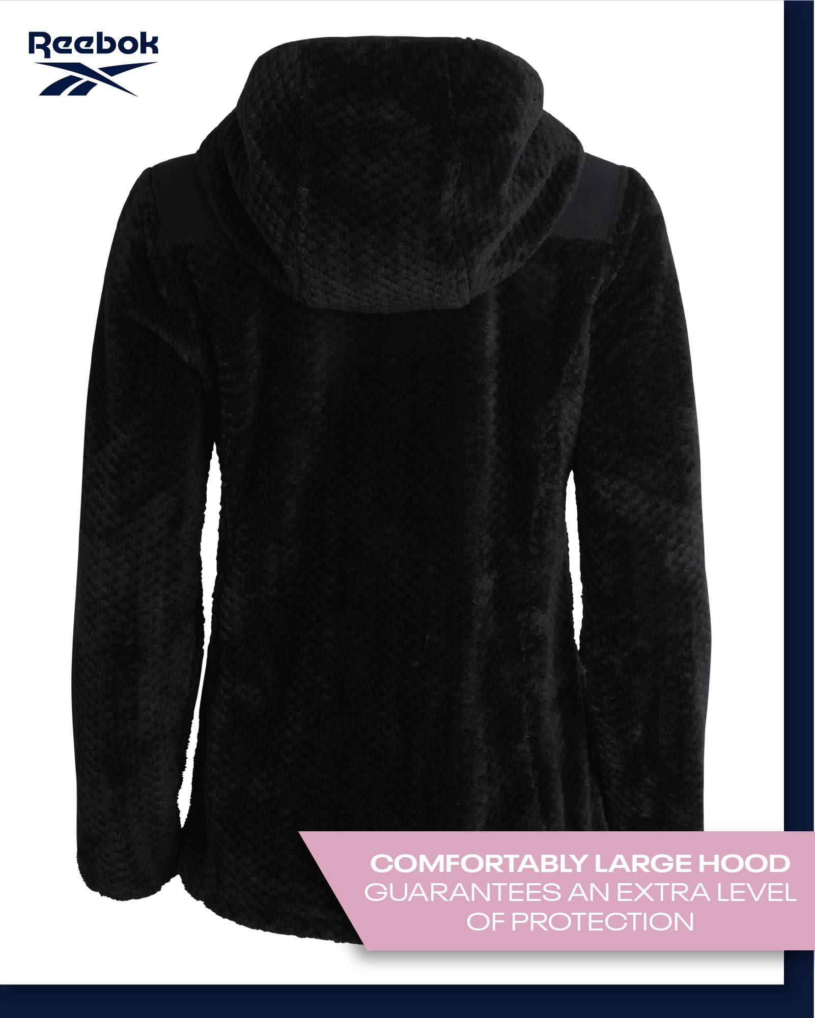 Reebok Women's Fleece Zip-Up Hooded Jacket - Warm Insulated Winter Coat for Snow & Cold Weather - Cozy Fleece Outerwear for Running, Hiking & Daily Wear (S-XL)