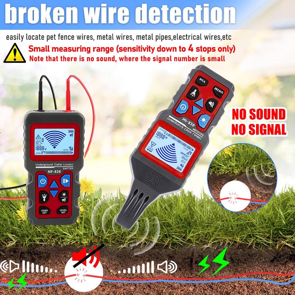 NOYAFA NF-826 Professional Underground Cable Locator & Pipe Detector - Wire Tracker Tool for Metal Pipes, Electrical Wires, Water/Gas Lines - Perfect for Home Renovation, Construction & Utility Maintenance