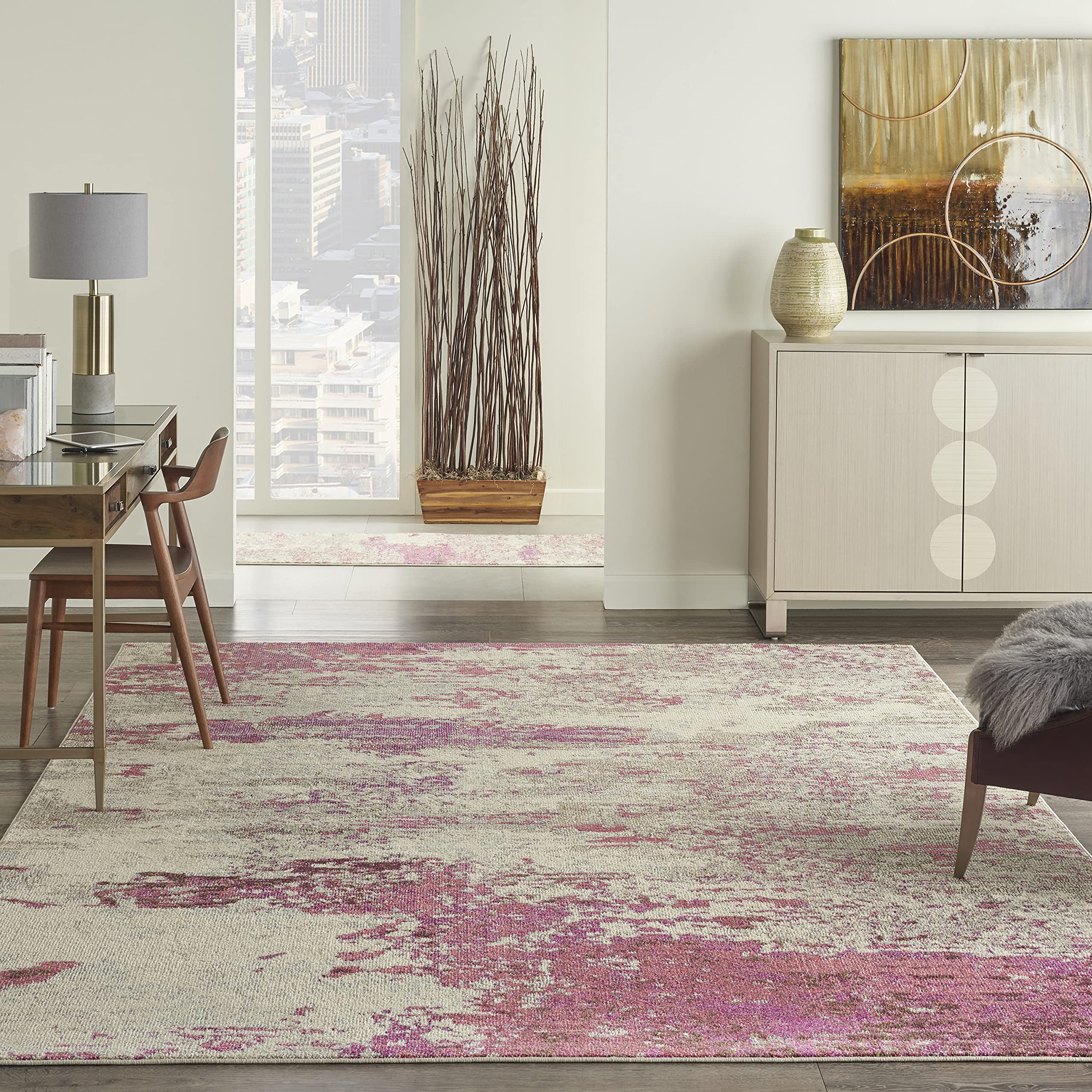 Nourison Celestial Modern Abstract Ivory/Pink 7'10
