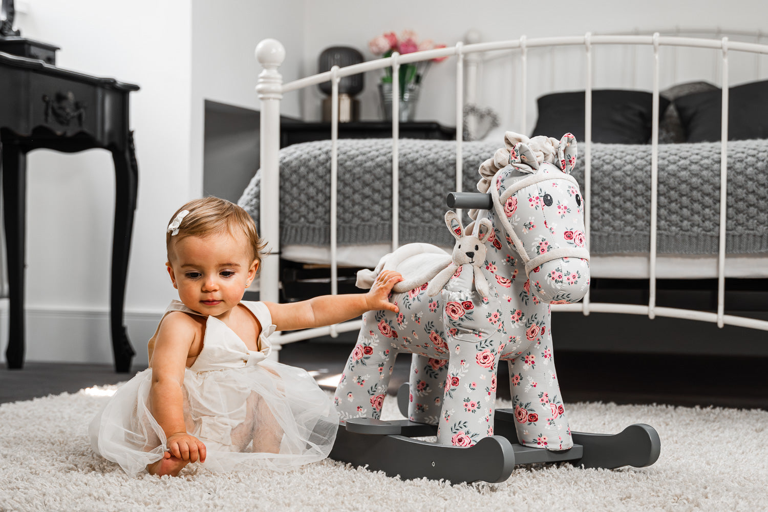 Lily & Rose Wooden Rocking Horse for Kids - Classic Nursery Decor & Toddler Gift for Birthday, Christmas & Playroom