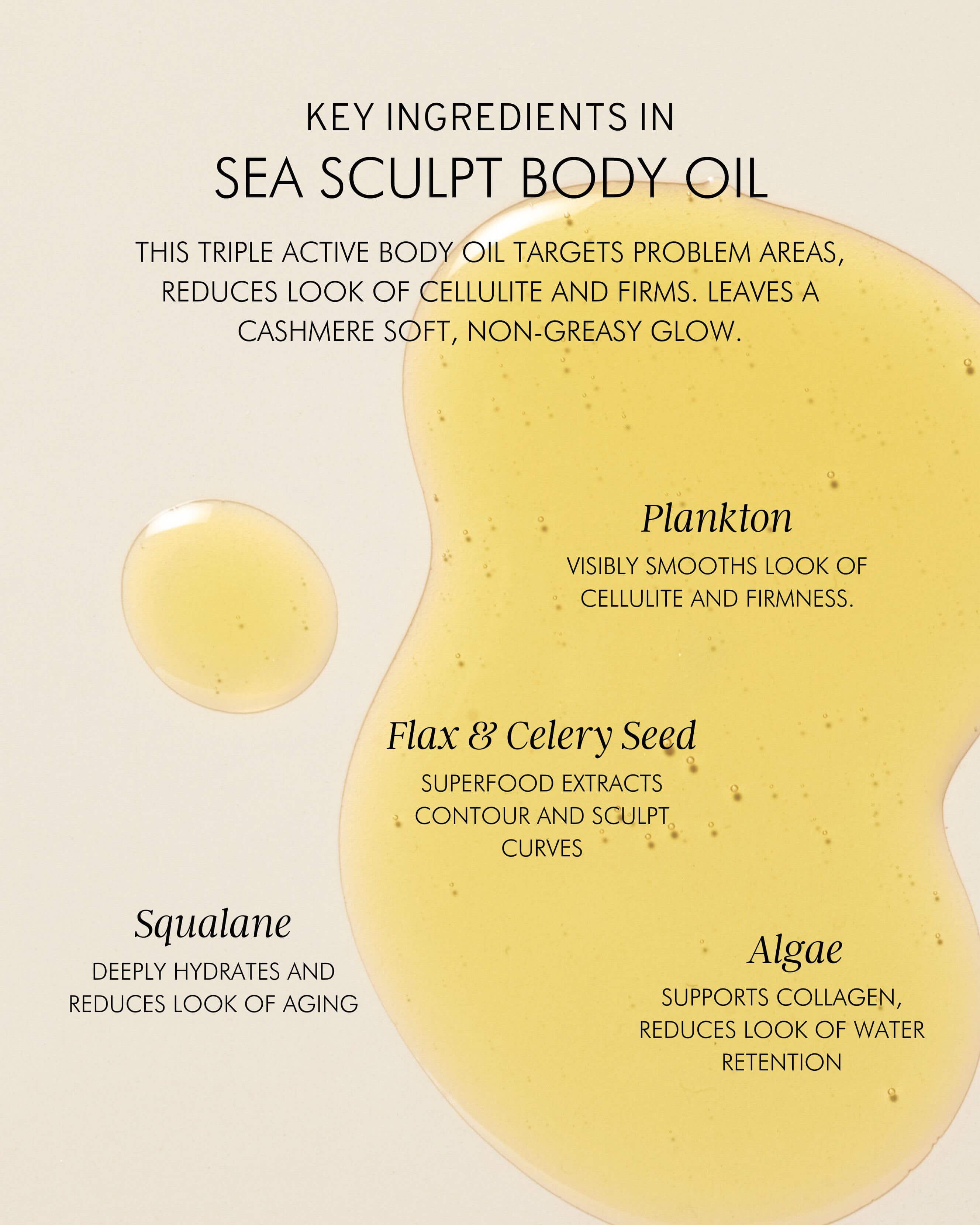 Algae + Moringa Sea Sculpt Body Oil - Hydrating & Firming Skin Care for Dry Skin - Perfect for Post-Shower Moisturizing & Massage Therapy