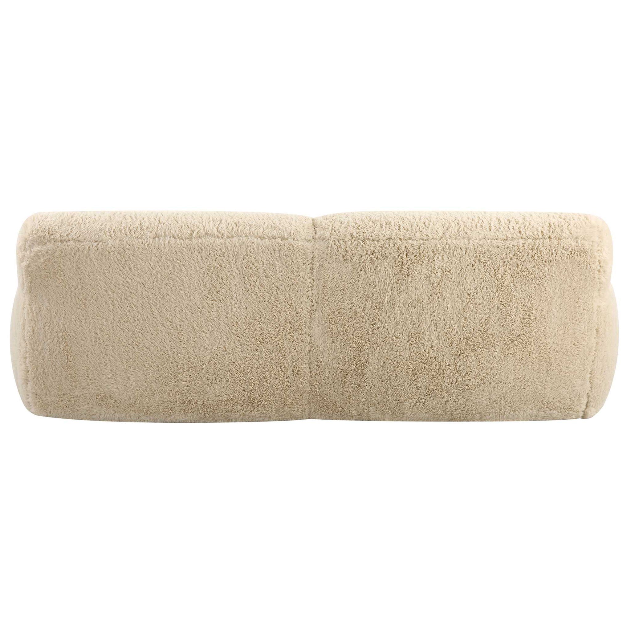 Premium Rounded Sheepskin Sofa - Soft Beige Upholstery, Modern Living Room Furniture for Cozy Home Decor & Relaxation
