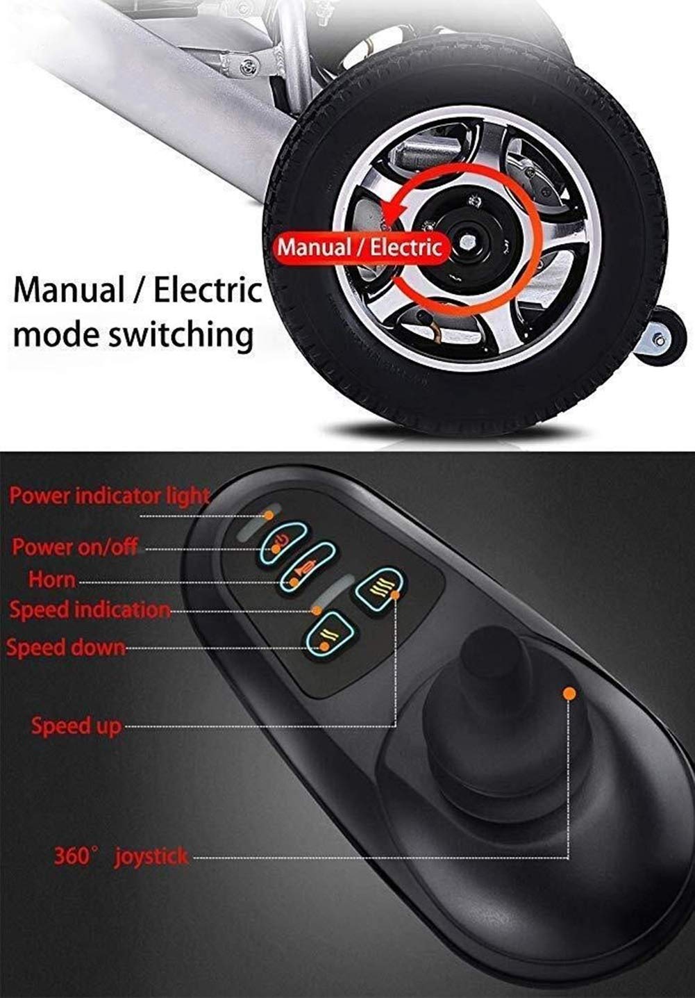 Lightweight Foldable Electric Wheelchair for Adults - Portable Mobility Scooter for Elderly & Disabled - Indoor & Outdoor Use for Shopping, Travel & Daily Activities
