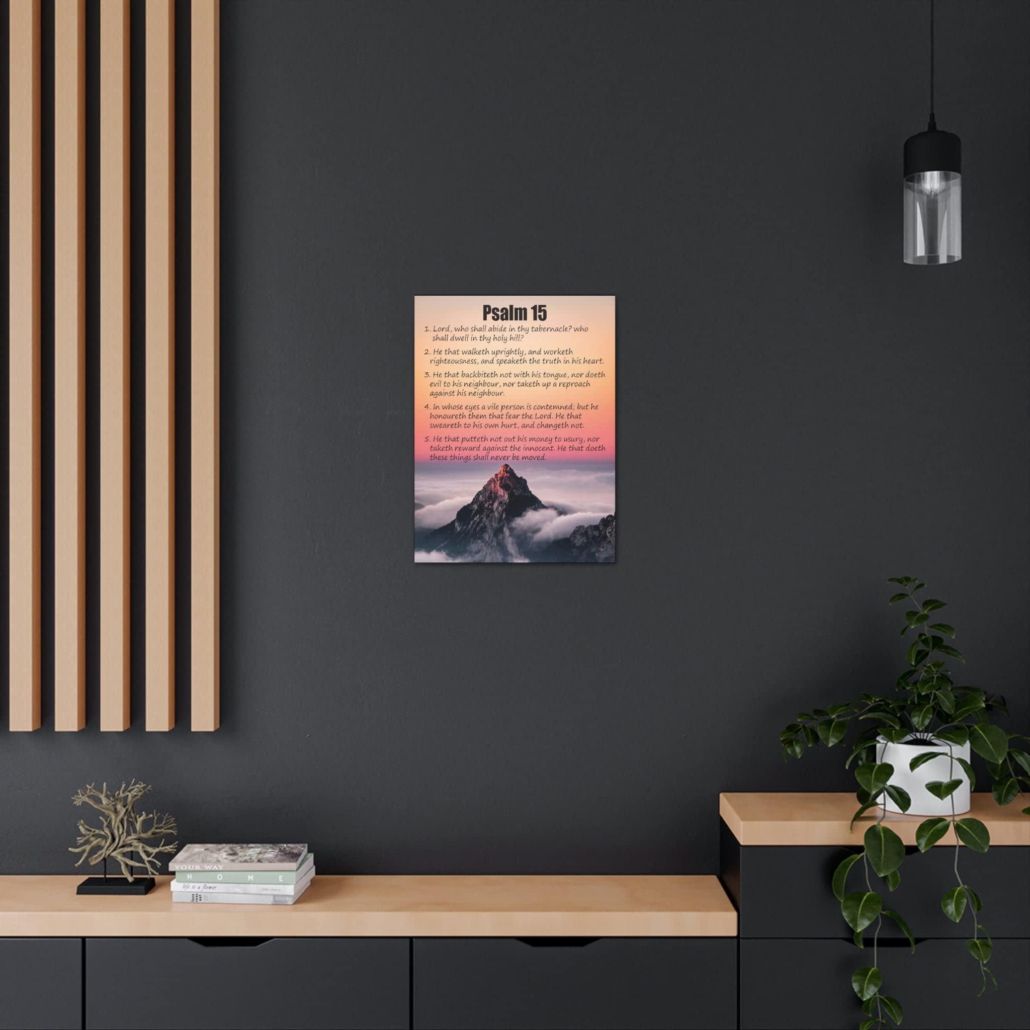 Bible Verse Canvas Wall Art - Psalm 15 'Abide in God's Sanctuary' Scripture Print, Christian Home Decor for Living Room, Bedroom & Church