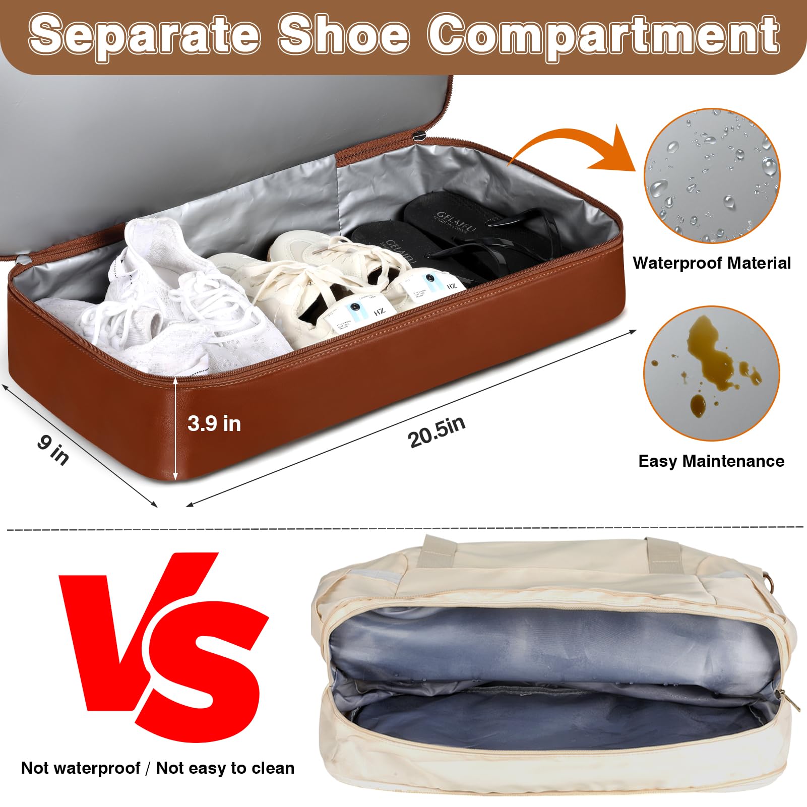 Women's Large Weekender Travel Duffel Bag with Shoe Compartment - Waterproof Nylon Carry-On Overnight Tote for Gym, Beach & Weekend Getaways - Perfect for Travel, Workouts & Short Trips
