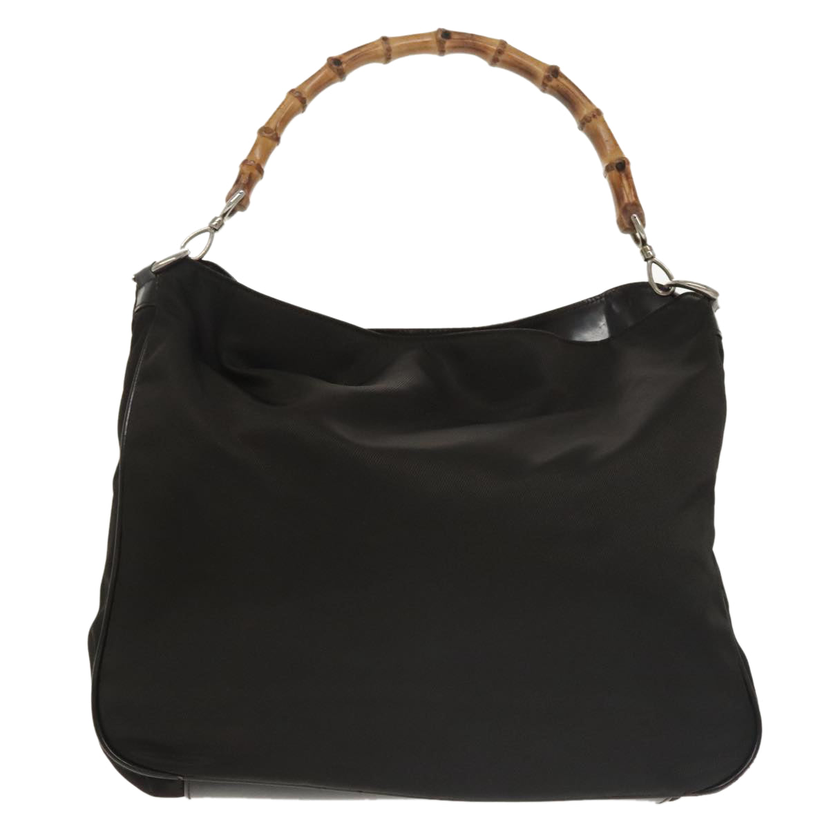Eco-Friendly Bamboo Shopper Tote Bag - Black Nylon Reusable Grocery Bag for Shopping, Beach & Daily Use