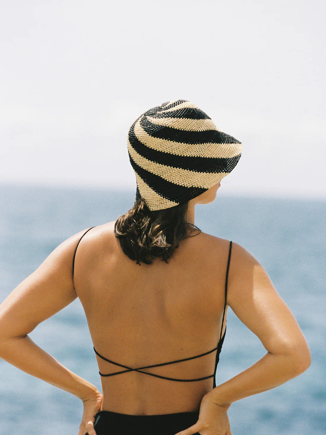 Stylish Cyla Bucket Hat for Women & Men - Black/Natural Sun Protection Outdoor Hat for Beach, Hiking & Summer Fashion