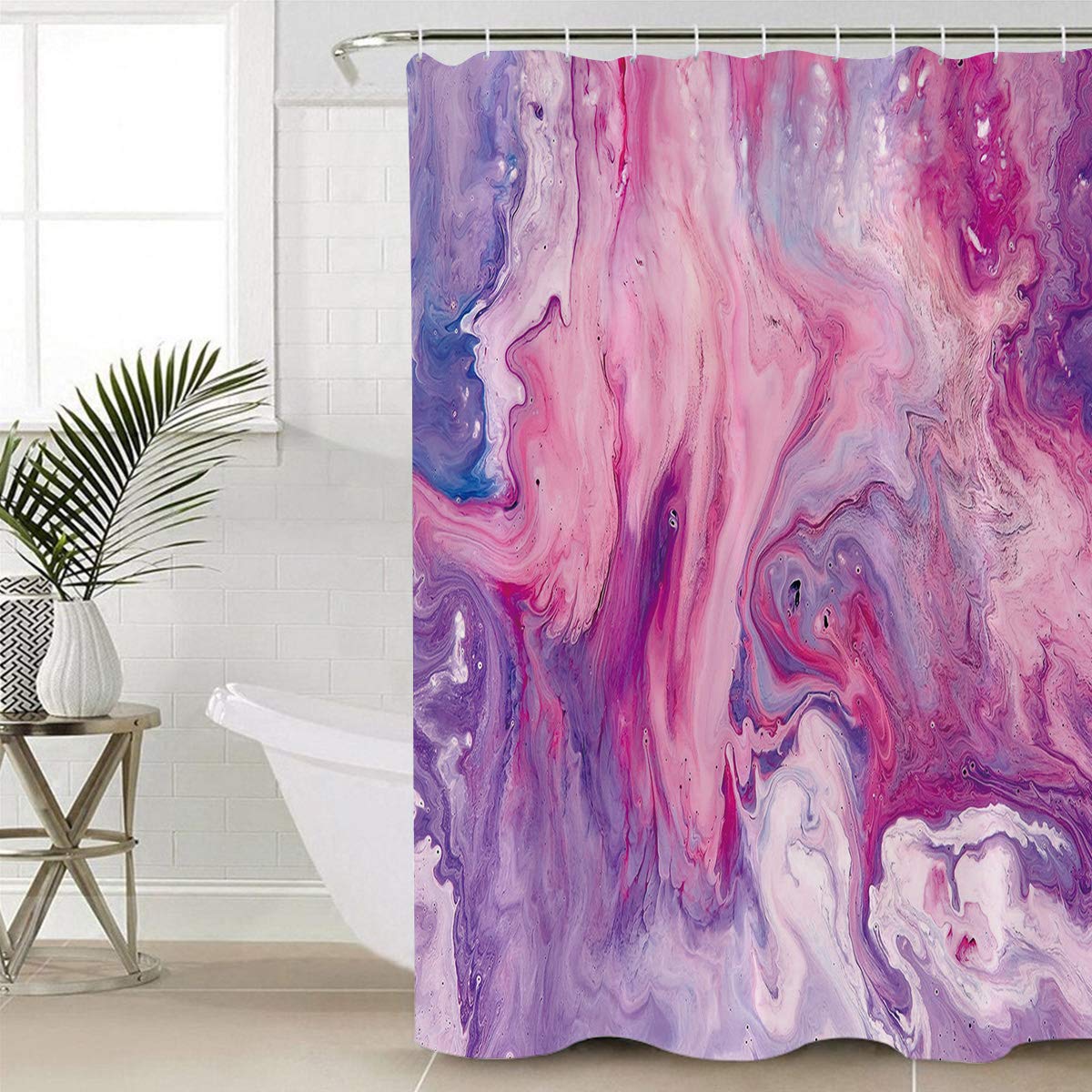 72x84 Inch Waterproof Polyester Shower Curtain Set - Abstract Purple Paint Design for Bathroom, Shower Stall, RV & Clawfoot Tub | Machine Washable & Mold Resistant Liner | Perfect for Home, Apartment & Vacation Rental Decor