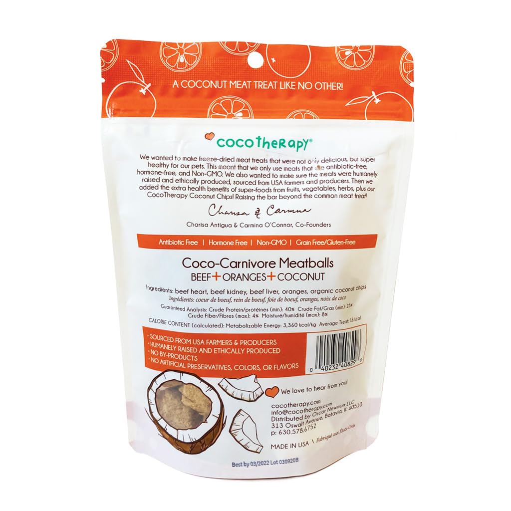 CocoTherapy 3 Pack of Coco-Carnivore Meatballs Dog Treats - Grain Free, All Natural Beef Flavor - Perfect for Training, Rewards & Dental Health