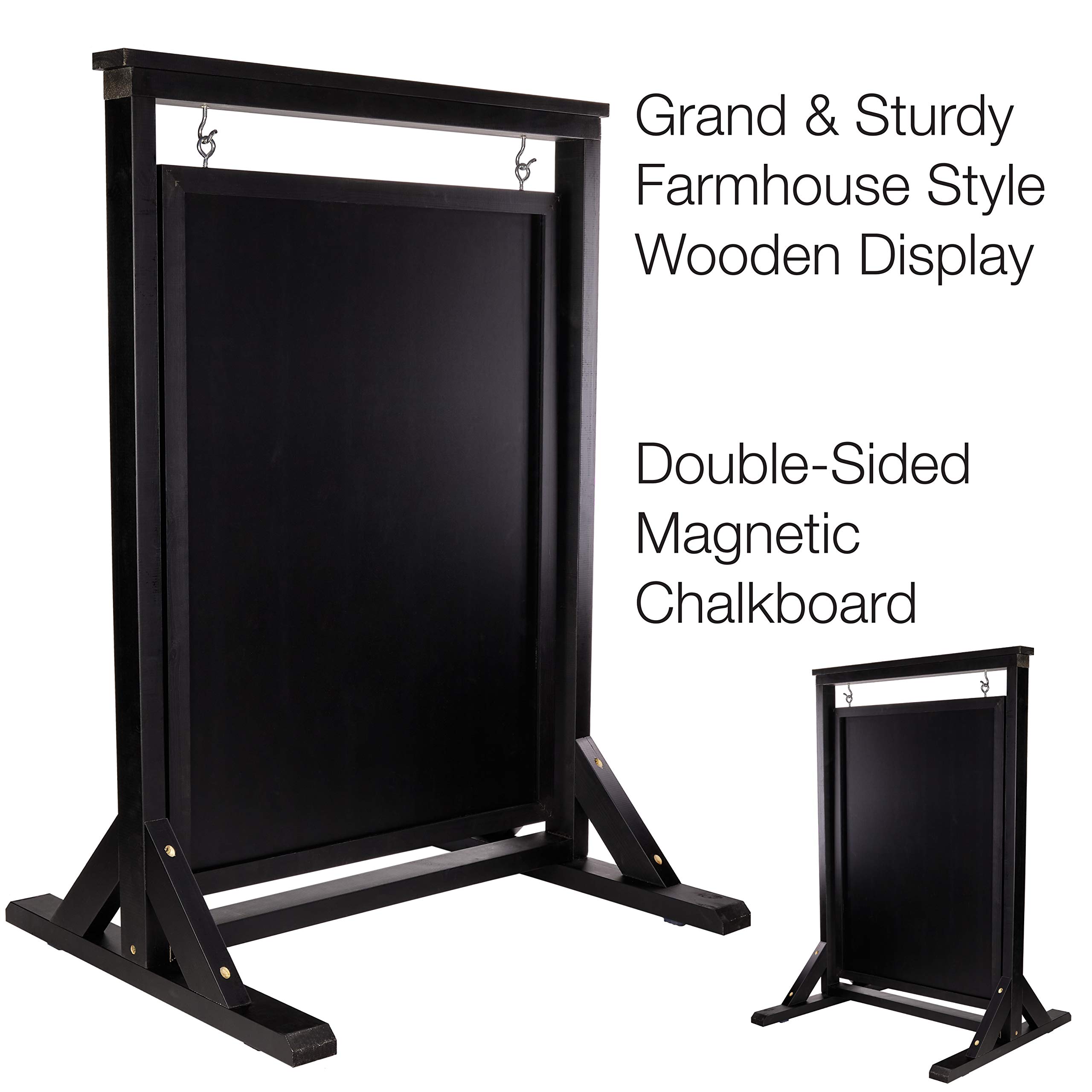 Handcrafted Black Wooden Chalkboard Sign - Double Sided Sidewalk Message Board for Restaurants & Stores | Durable A-Frame Alternative | Use with Chalk or Liquid Markers | Perfect for Daily Specials, Events & Outdoor Advertising