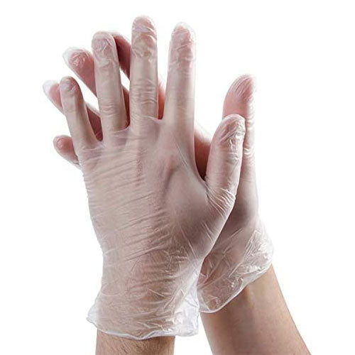 Clear Vinyl Gloves Large Size - 100 Count Box | Lightly Powdered for Comfort | Food Handling, Cleaning, Medical & Salon Use