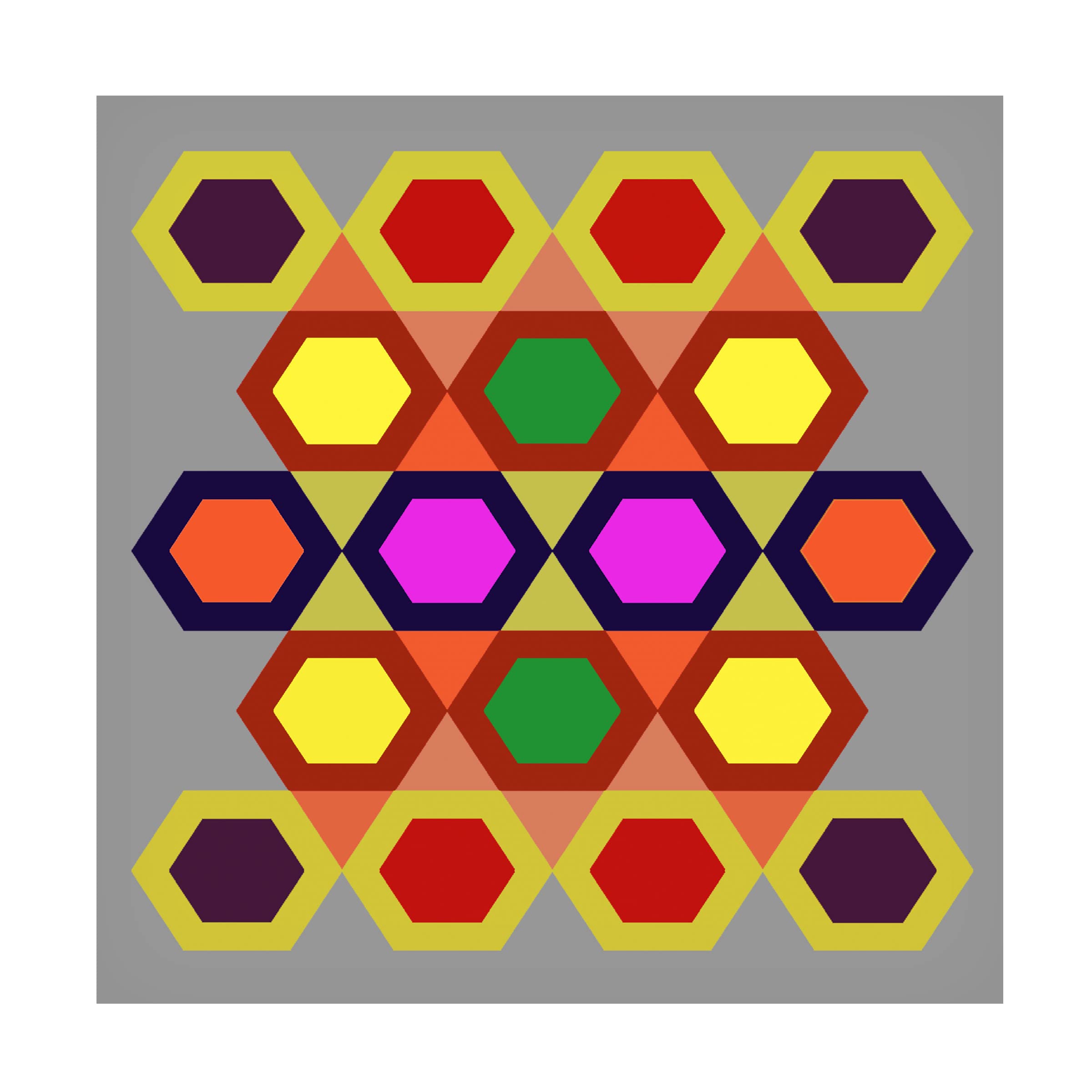 Hexagon Pattern 23 Abstract Canvas Wall Art by Richard Homawoo - Modern Geometric Home Decor for Living Room, Bedroom & Office
