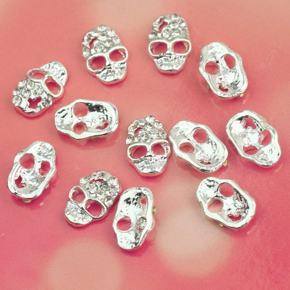 FOMIYES 12pcs 3D Nail Rhinestones - Skull Studs Nail Art Stickers for Manicure & Nail Decoration - Self-Adhesive Nail Gems for DIY Nail Art, Perfect for Parties, Weddings, and Special Occasions