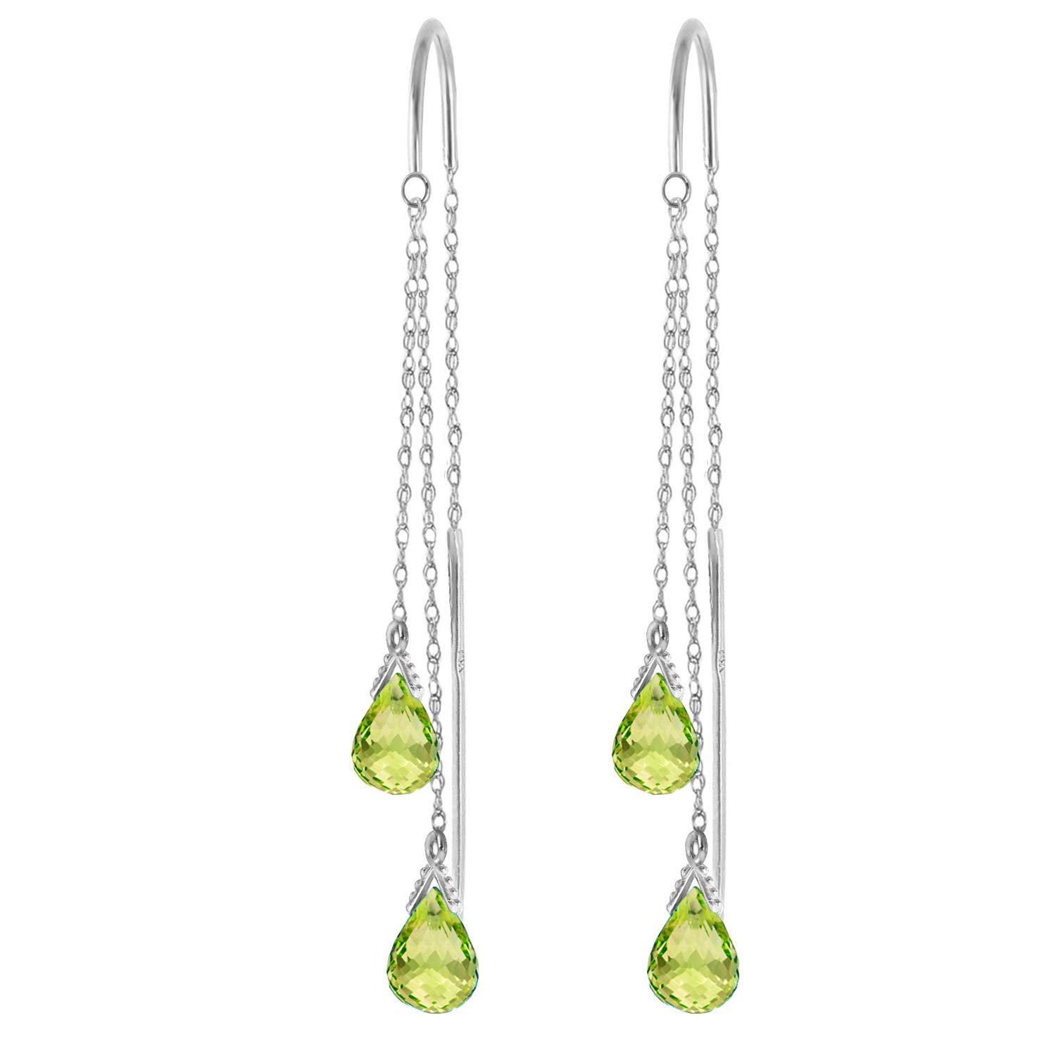 14K White Gold Peridot Threaded Earrings by Galaxy Gold GG | Elegant Dainty Jewelry for Women, Perfect for Weddings, Parties & Everyday Wear