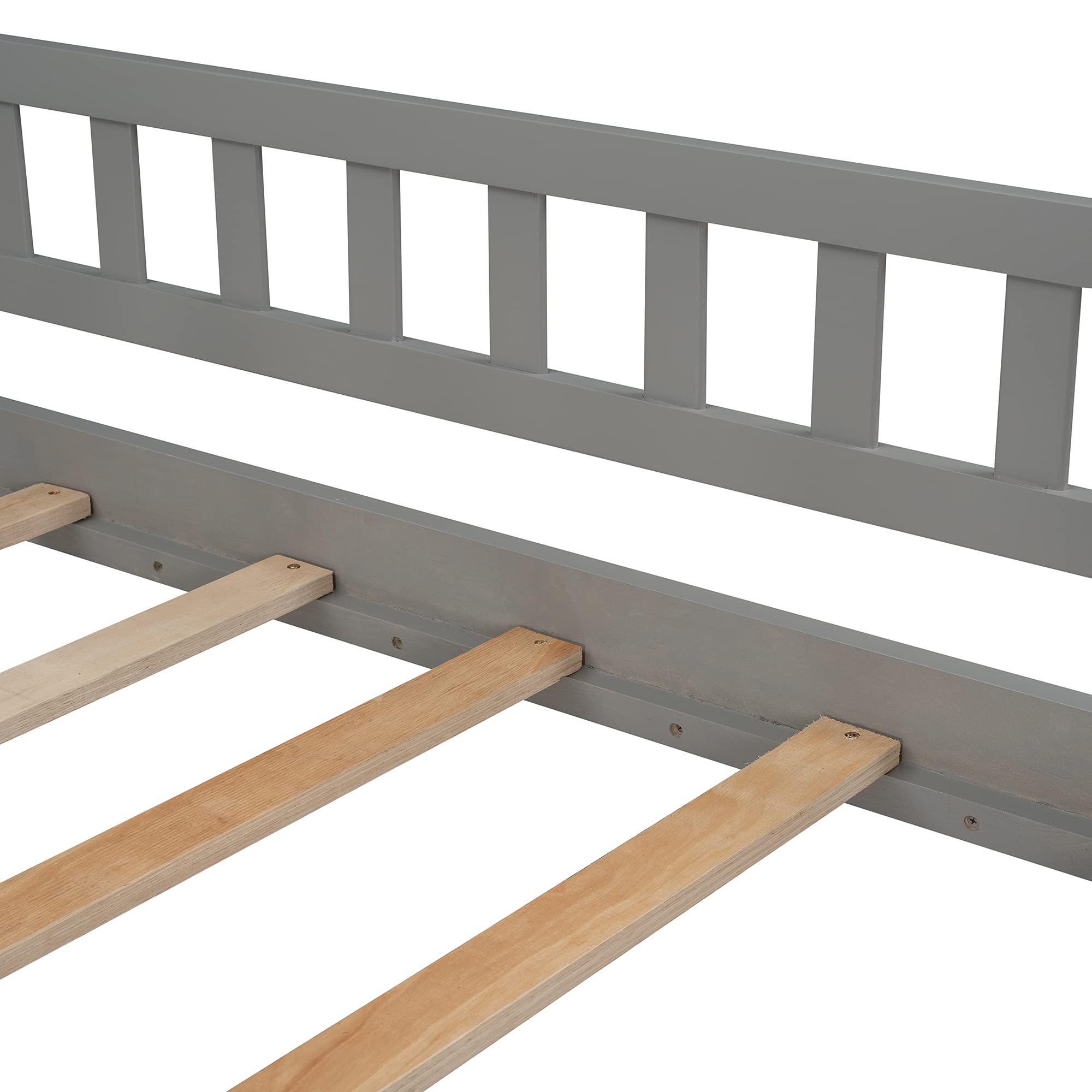 **Kids Twin Loft Bed with Slide & Storage - Solid Wood House Loft Bed with Pitched Roof, Guardrails, 3-Step Stairs, 2 Drawers (Gray & Wood) - Perfect for Small Bedrooms, Playrooms & Space-Saving Kids' Rooms**