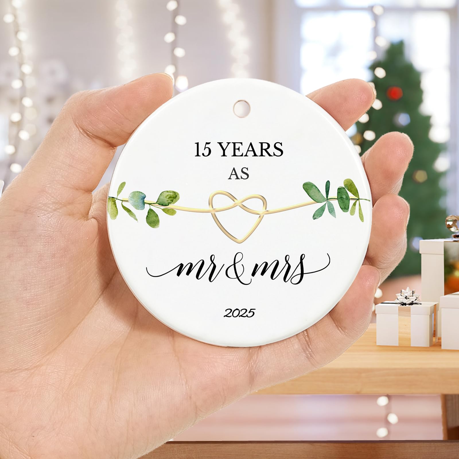 15th Wedding Anniversary Ornament - 2.9
