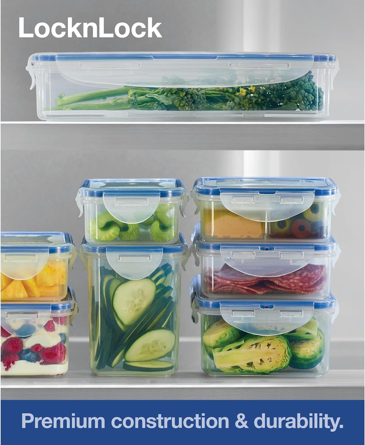 LOCK & LOCK Airtight Food Storage Containers with Lids - 54oz BPA-Free Plastic Kitchen Organizers for Meal Prep, Leftovers & Pantry Organization (Set of 4, Clear) - Perfect for Home, Office & Dorm Use