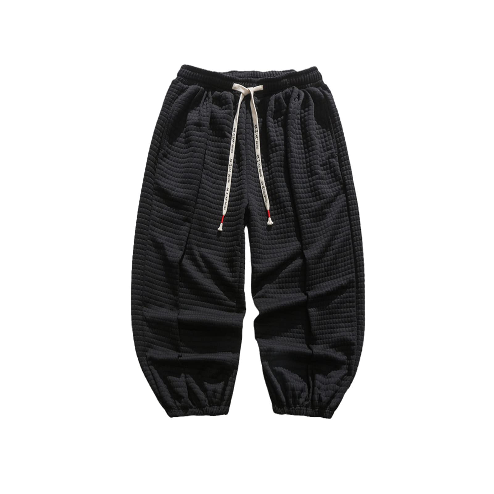 Classic Waffle Plaid Loose Pants - Chinese Style Baggy Trousers for Women & Men | Oversized Harem Joggers with Elastic Waist | Comfortable Lounge Pants for Yoga, Homewear, and Casual Outfits