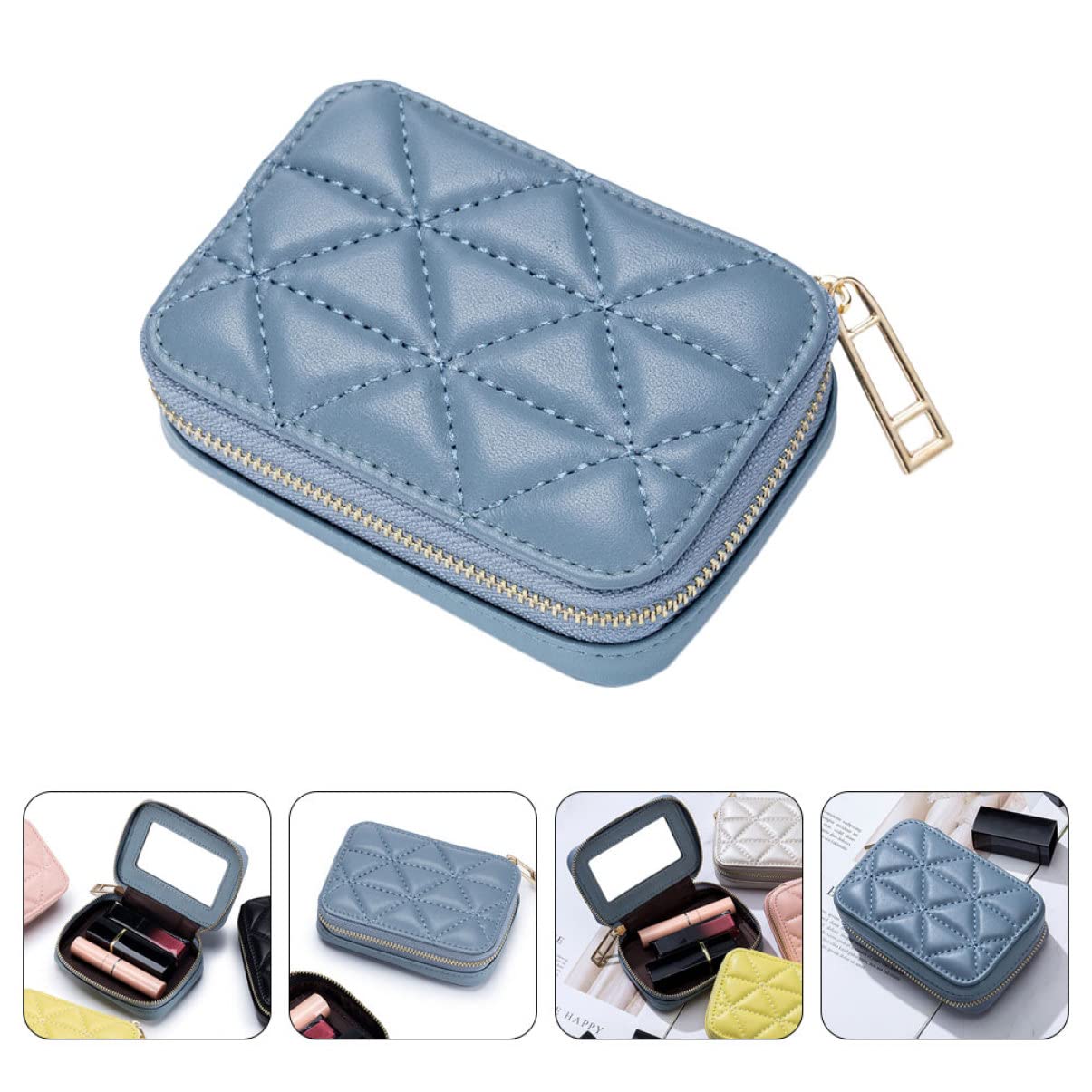 FRCOLOR PU Leather Lipstick Case with Mirror - Travel Makeup Bag & Lip Gloss Organizer for Purse | Perfect for On-the-Go Touch Ups & Cosmetic Storage