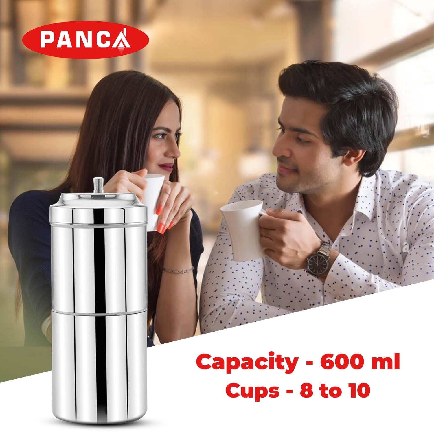Premium Stainless Steel Coffee Filter - Large 6-8 Cup (600ml) Durable Reusable Mesh for Pour Over, Drip, and Cold Brew Coffee Makers - Perfect for Home, Office, and Camping Use