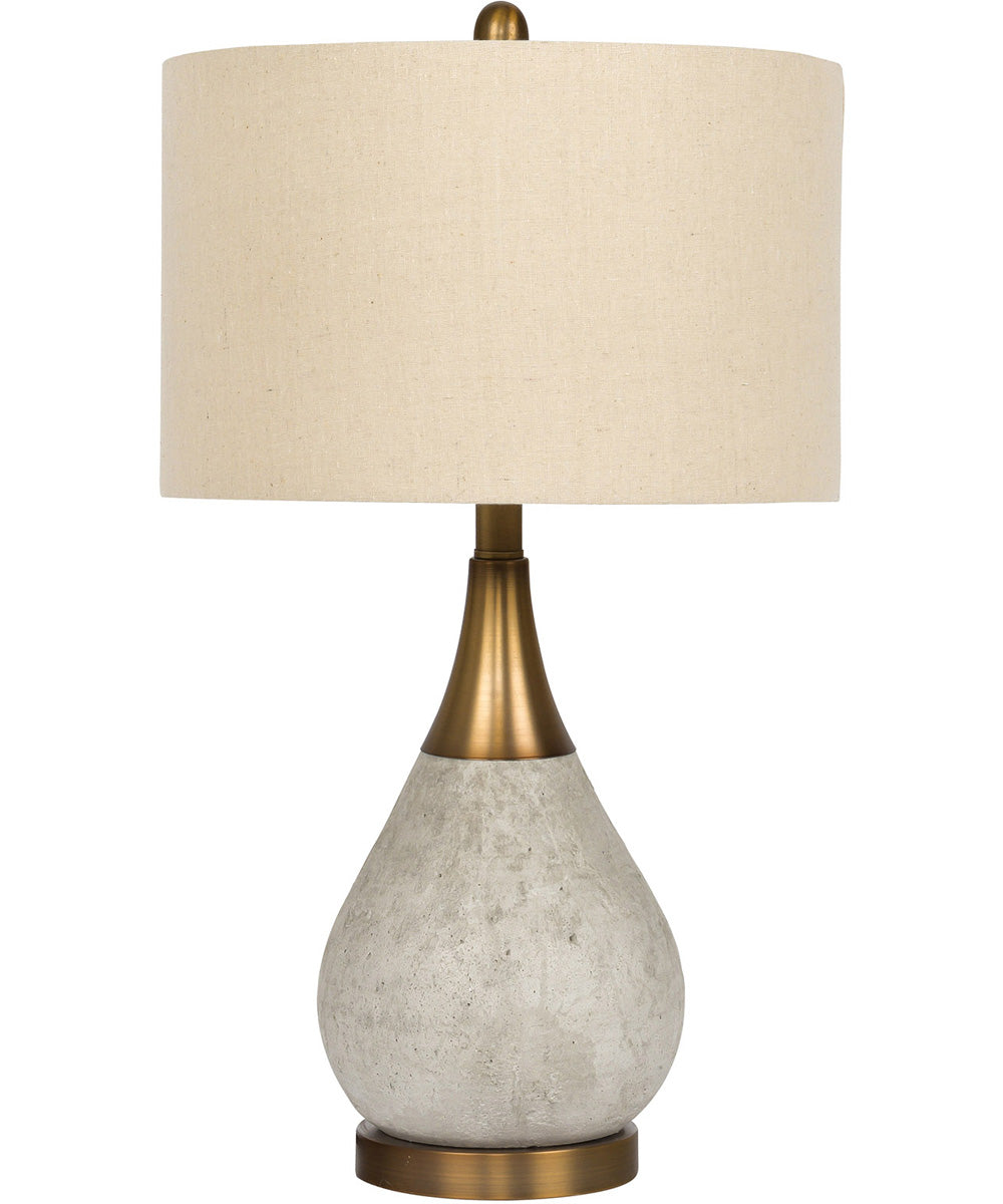 Modern Concrete Table Lamp with Antique Brass Finish - Minimalist Desk Light for Home Office, Bedroom, and Living Room Decor