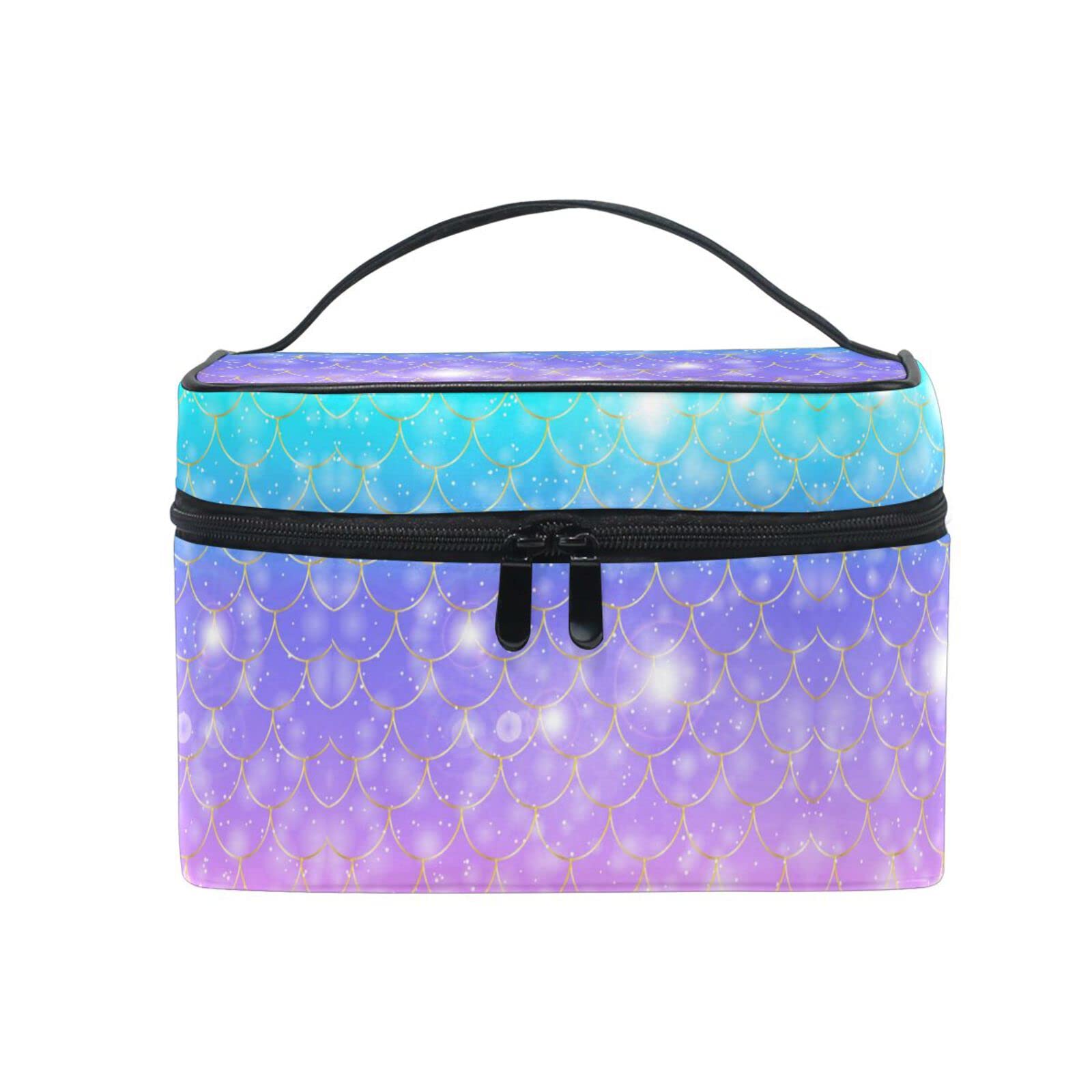 Rainbow Mermaid Scale Cosmetic Bag with Zipper - Waterproof Makeup Pouch & Toiletry Organizer for Women & Girls | Perfect for Travel, Gym, and Daily Beauty Essentials