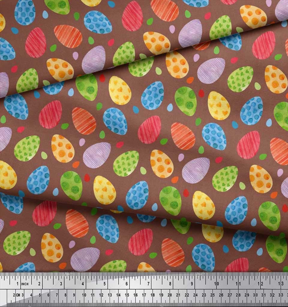 Soimoi Rayon Crepe Brown Fabric by The Yard - 46