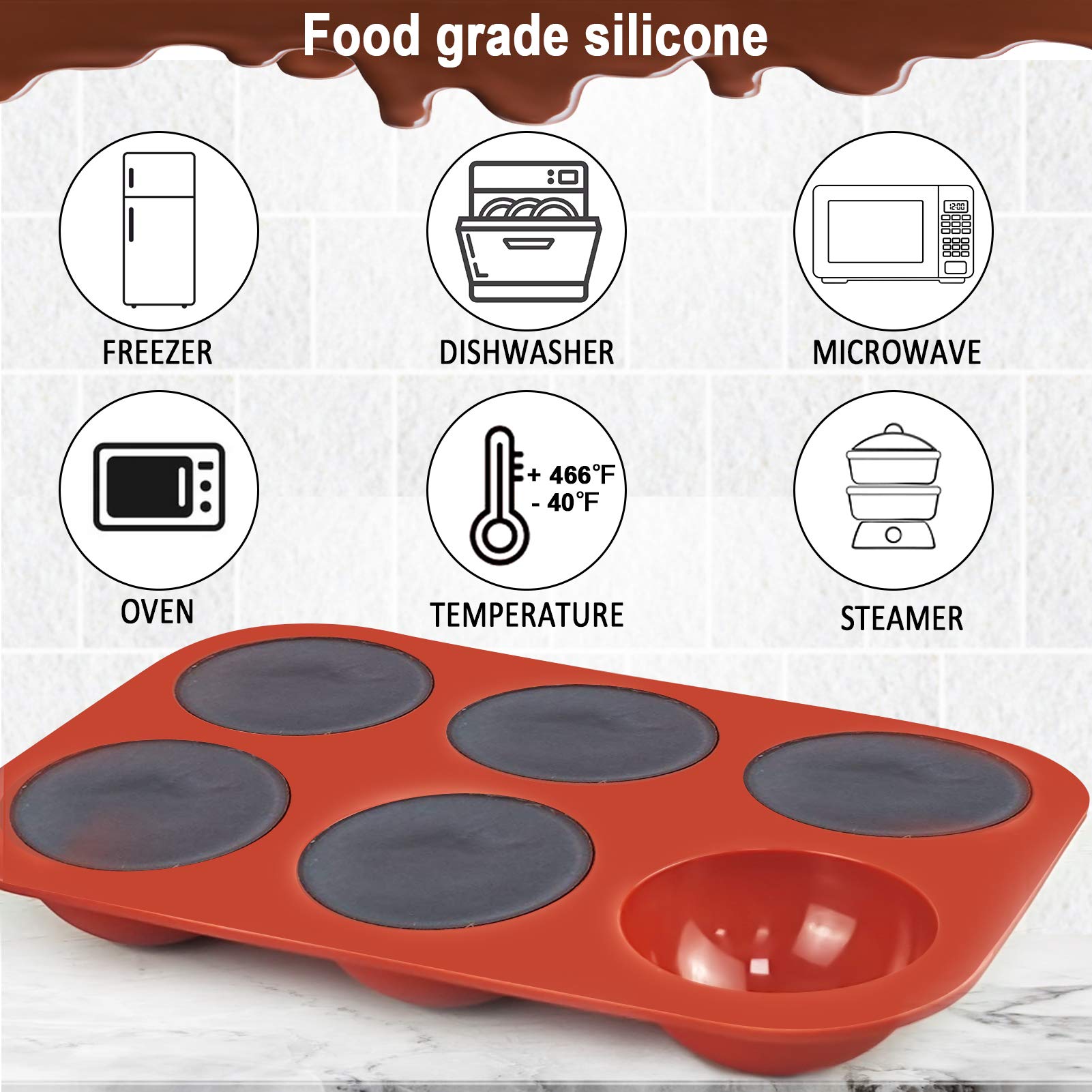Premium Silicone Chocolate Molds - 6-Cavity Semi Sphere Cocoa Bomb Molds for Baking Hot Chocolate Bombs, Dome Mousse, Cocoa Balls & Desserts (4-Piece Set) | Perfect for Holiday Gifts, DIY Treats & Party Dessert Making
