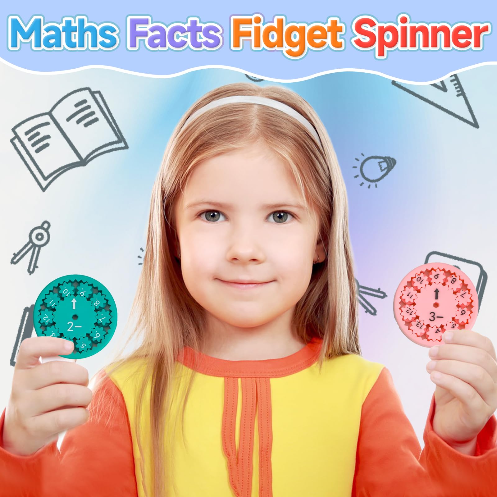 Vibbang Math Fact Fidget Spinners - Educational Anxiety Relief Toys for Kids | Interactive Learning Tools for Addition & Subtraction Practice | Classroom, Homeschool & Stress Relief Use
